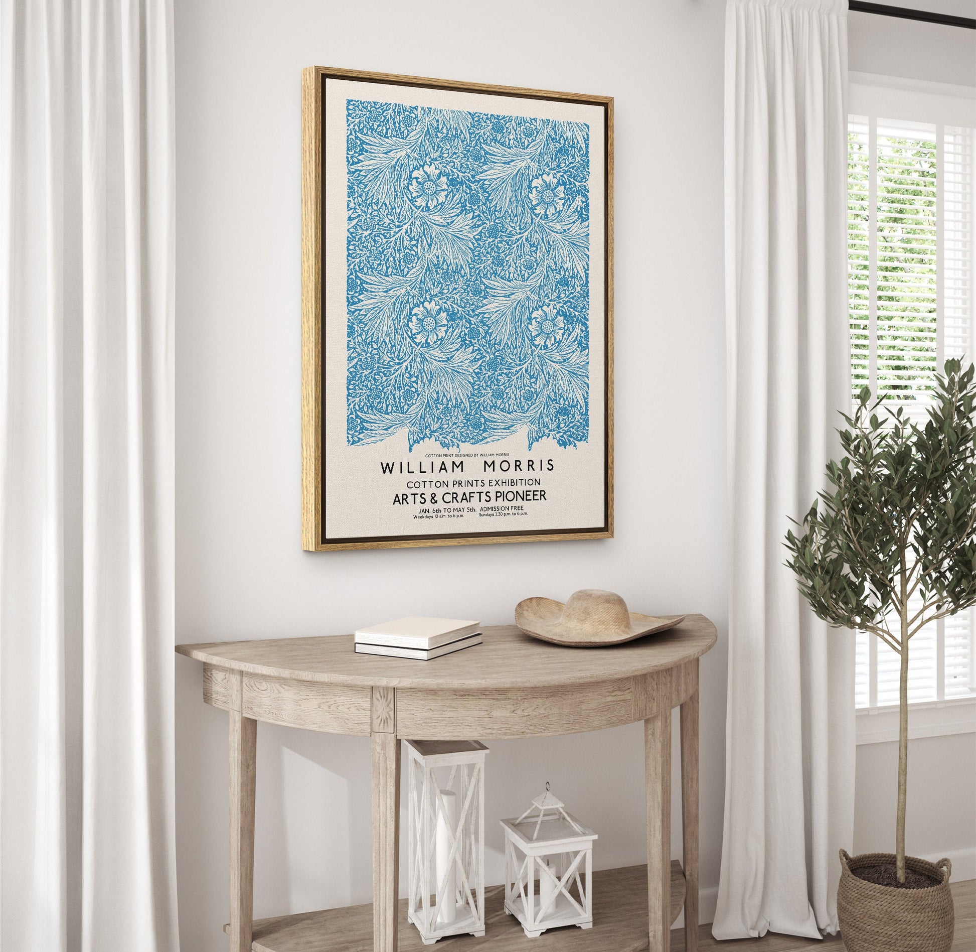 SouthandArt Modern Wall art, William Morris Framed Canvas Art print with hanging kit