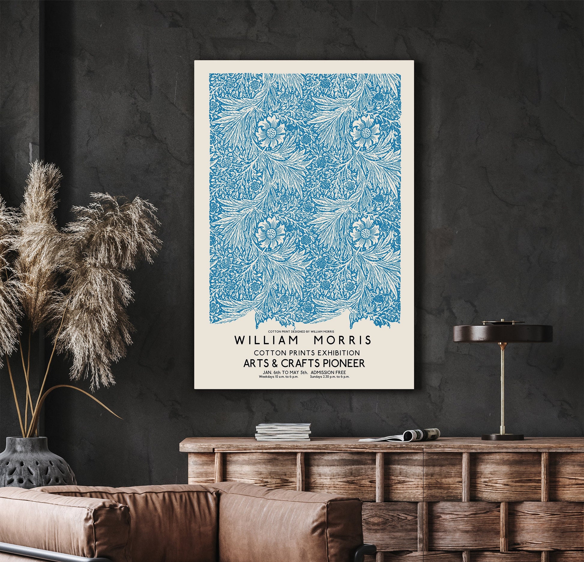 SouthandArt Modern Wall art, William Morris Framed Canvas Art print with hanging kit