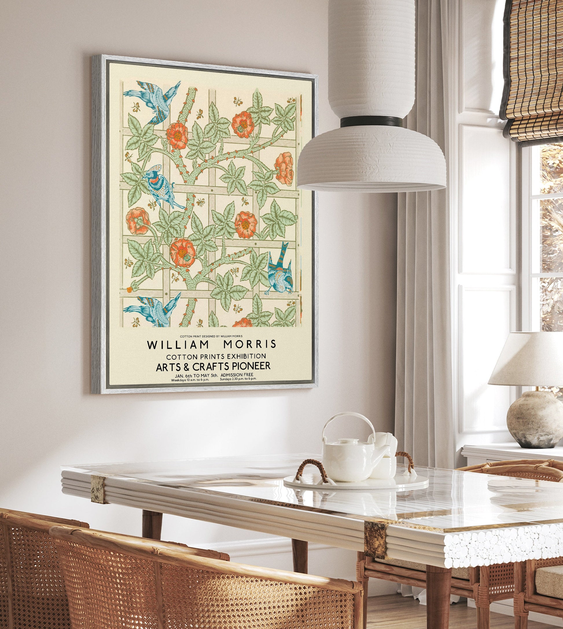 SouthandArt Modern Wall art, William Morris Framed Canvas Art print with hanging kit
