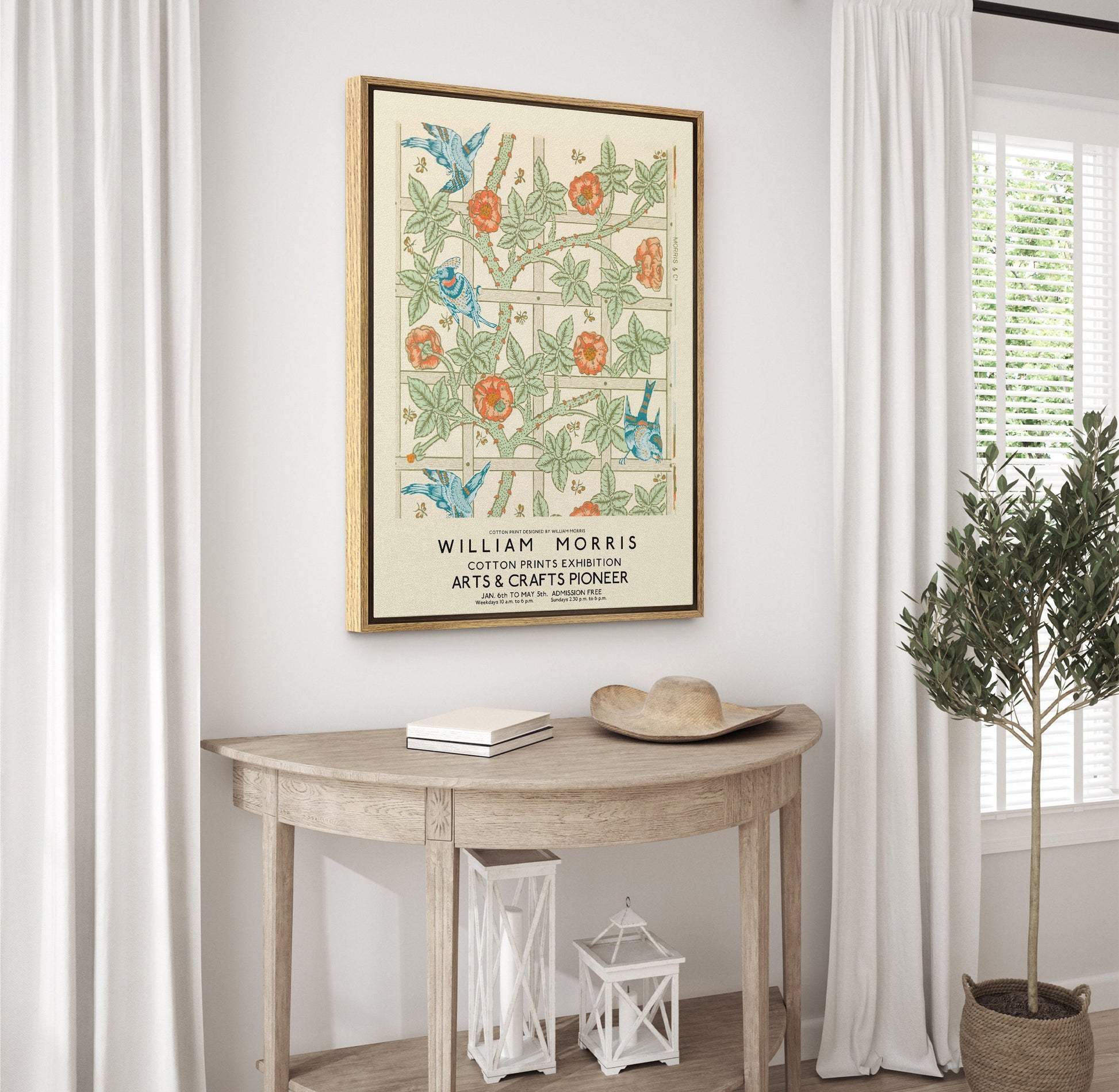 SouthandArt Modern Wall art, William Morris Framed Canvas Art print with hanging kit