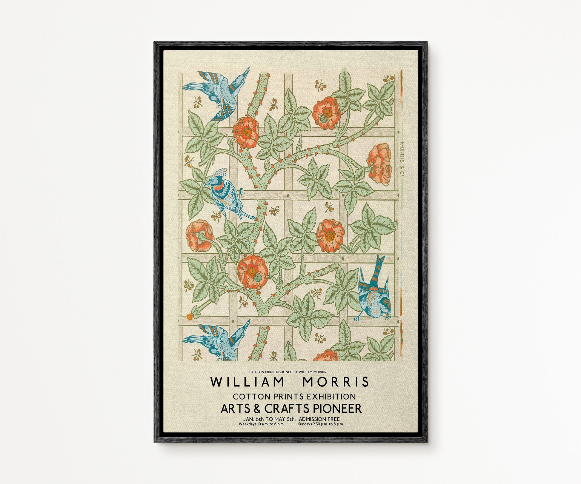 SouthandArt Modern Wall art, William Morris Framed Canvas Art print with hanging kit