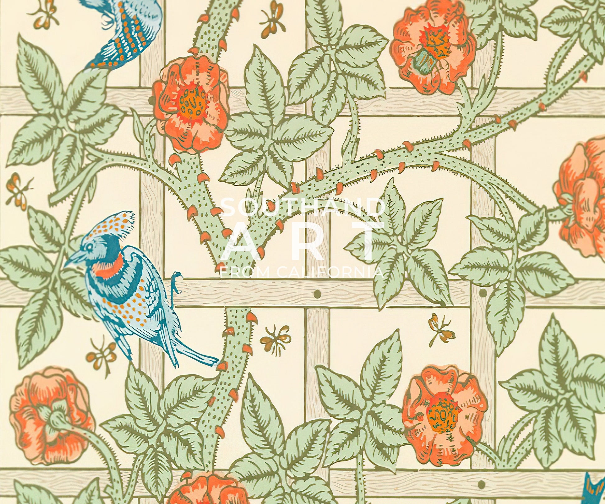 SouthandArt Modern Wall art, William Morris Framed Canvas Art print with hanging kit