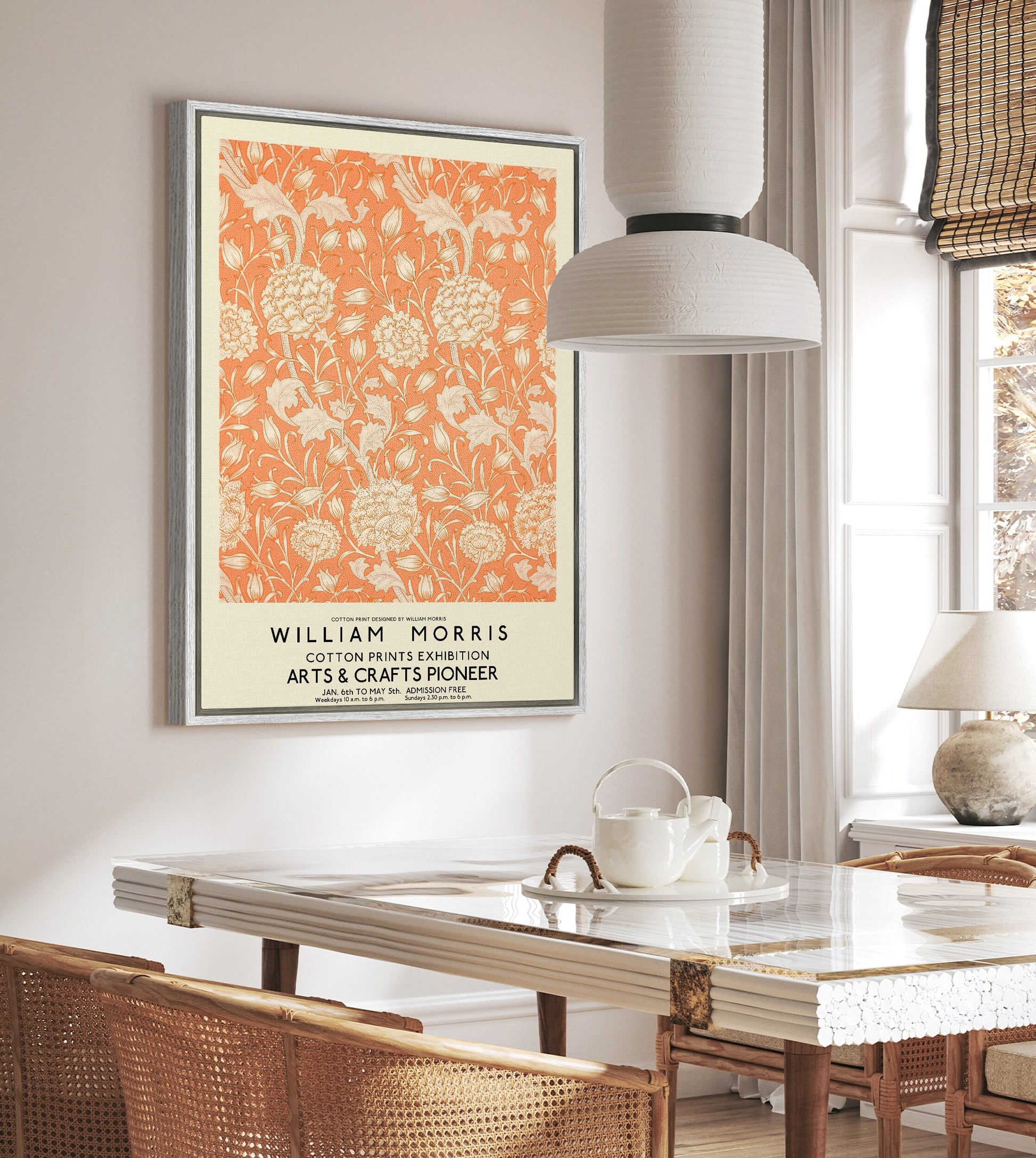 SouthandArt Modern Wall art, William Morris Framed Canvas Art print with hanging kit