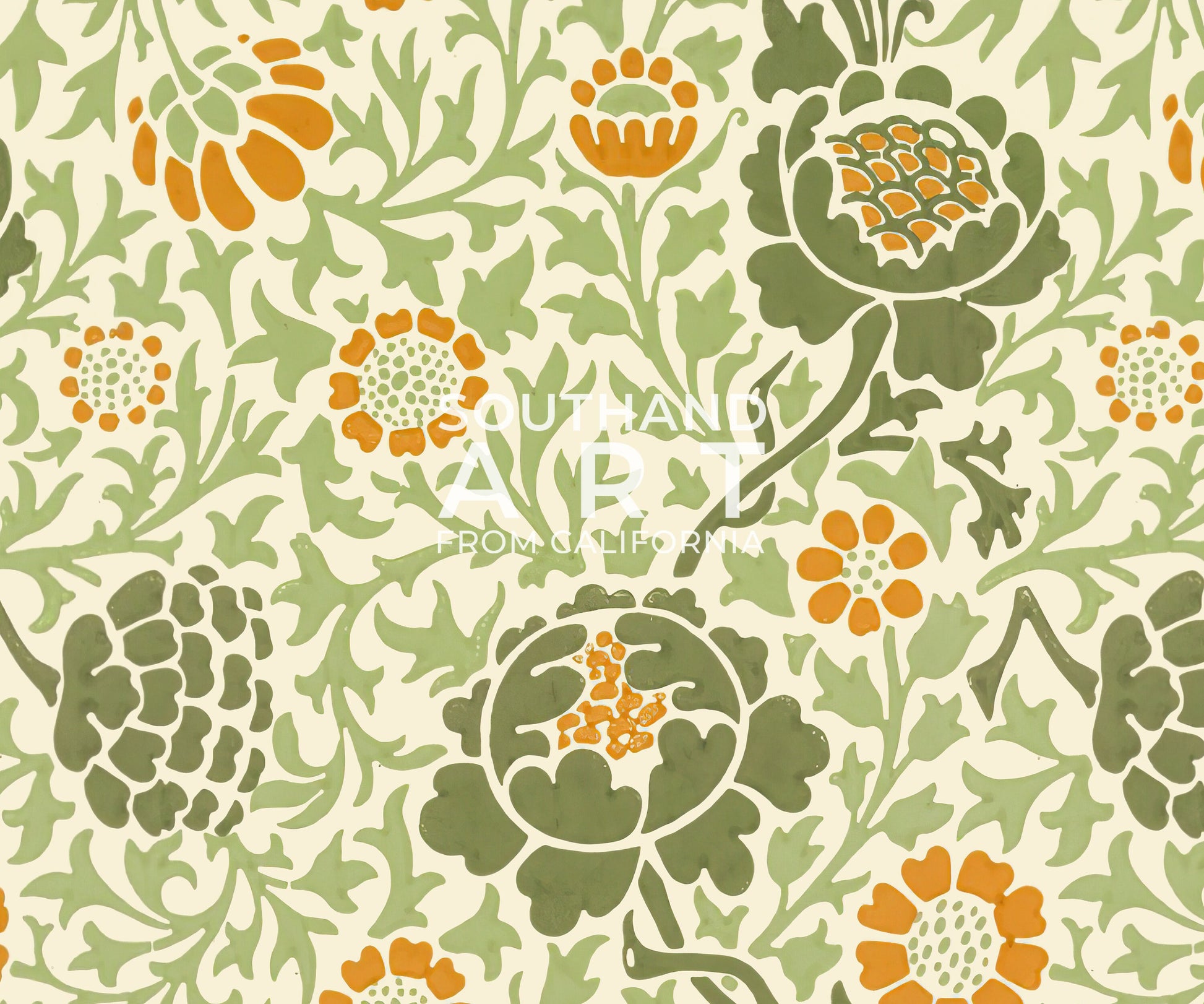 SouthandArt Modern Wall art, William Morris Framed Canvas Art print with hanging kit