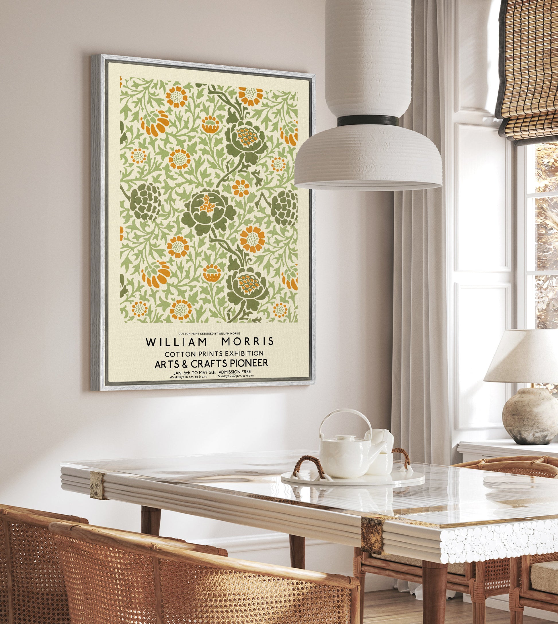 SouthandArt Modern Wall art, William Morris Framed Canvas Art print with hanging kit
