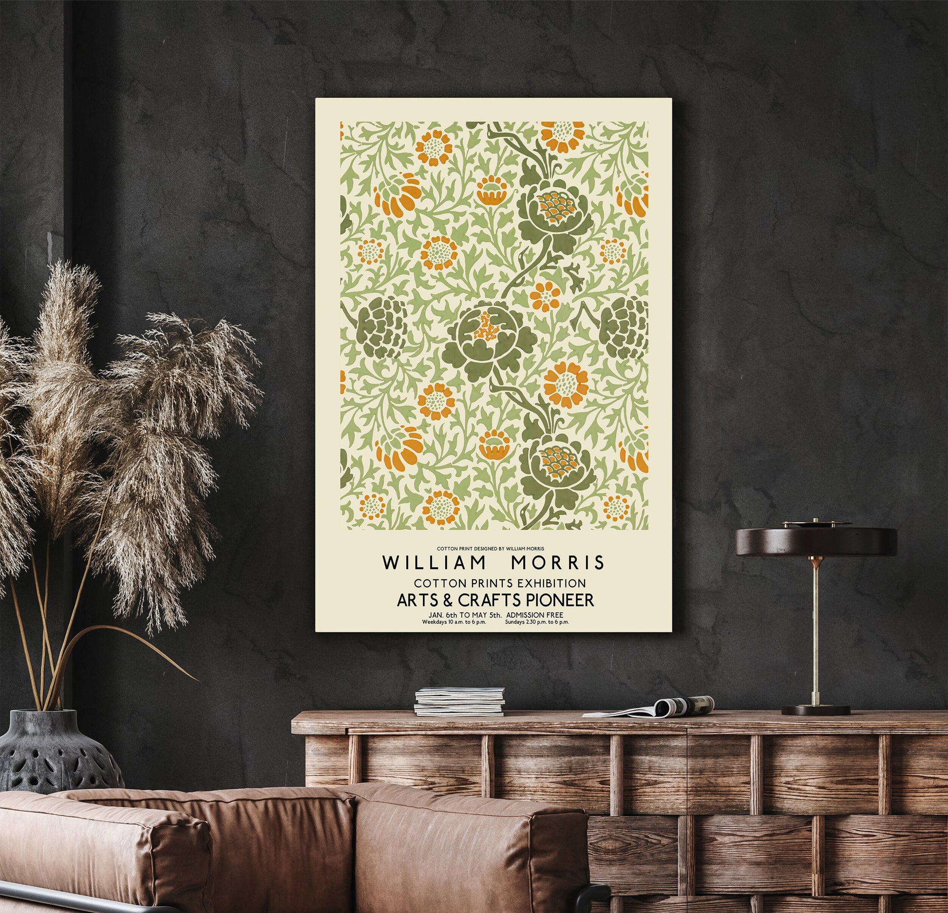 SouthandArt Modern Wall art, William Morris Framed Canvas Art print with hanging kit