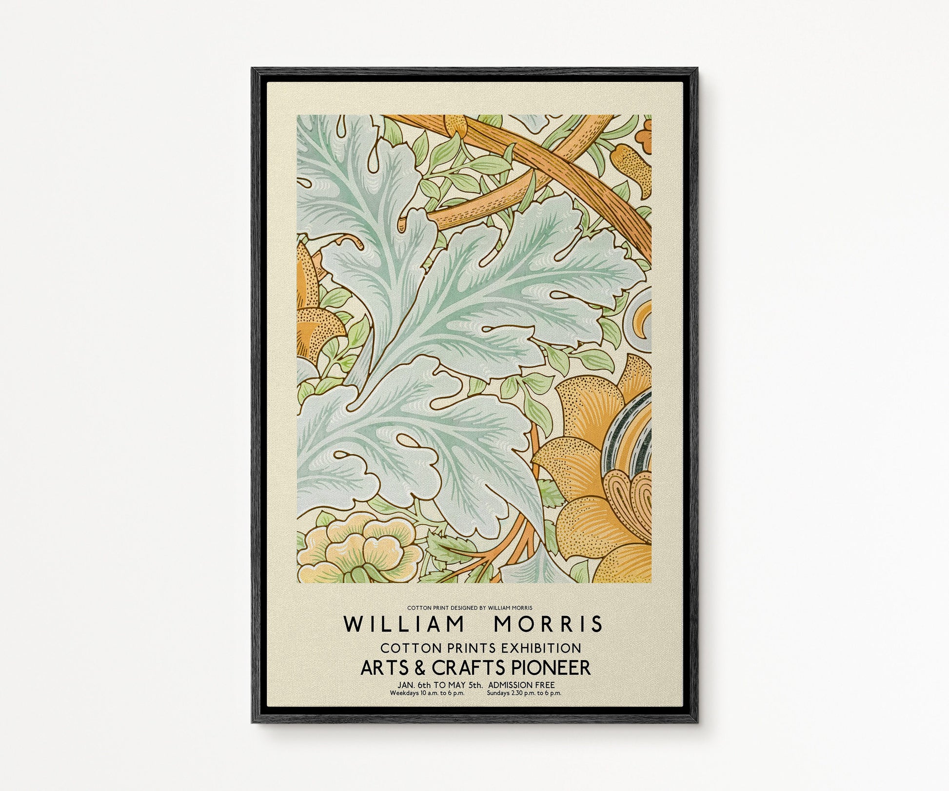 SouthandArt Modern Wall art, William Morris Framed Canvas Art print with hanging kit