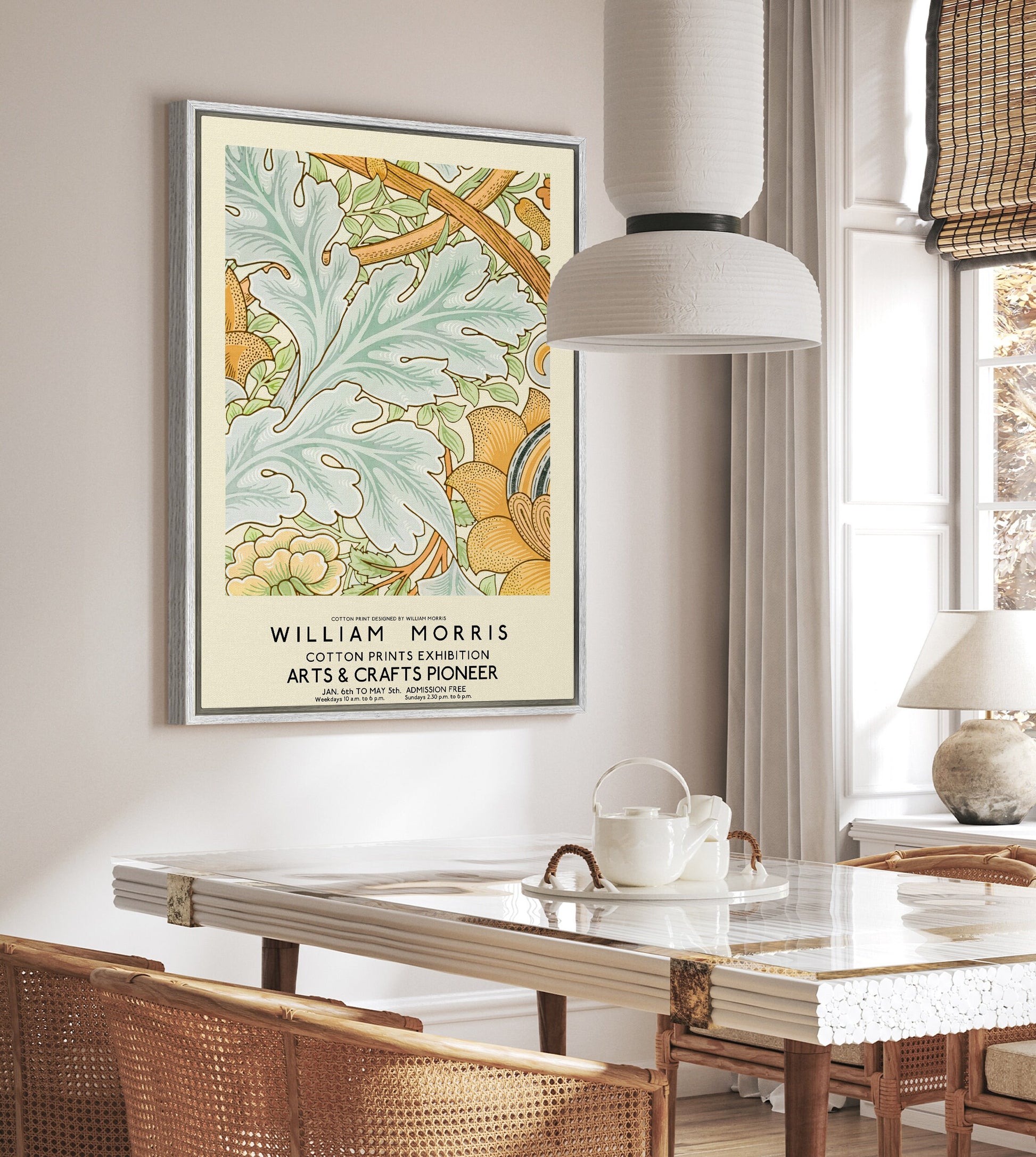 SouthandArt Modern Wall art, William Morris Framed Canvas Art print with hanging kit