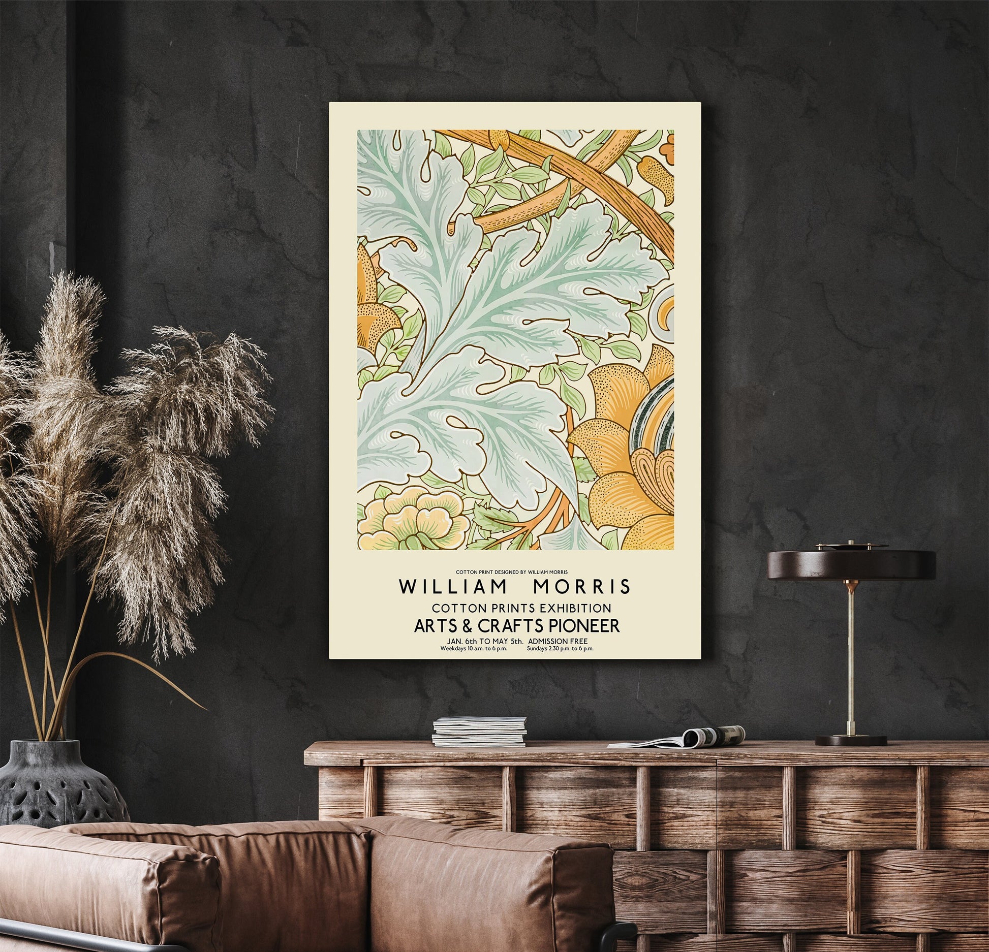 SouthandArt Modern Wall art, William Morris Framed Canvas Art print with hanging kit