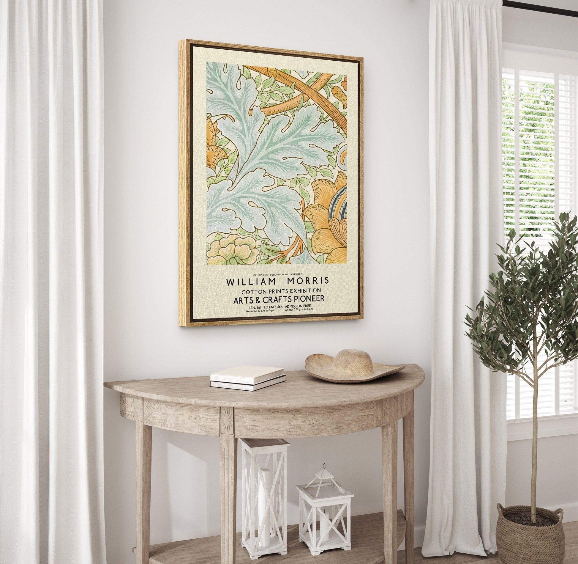 SouthandArt Modern Wall art, William Morris Framed Canvas Art print with hanging kit