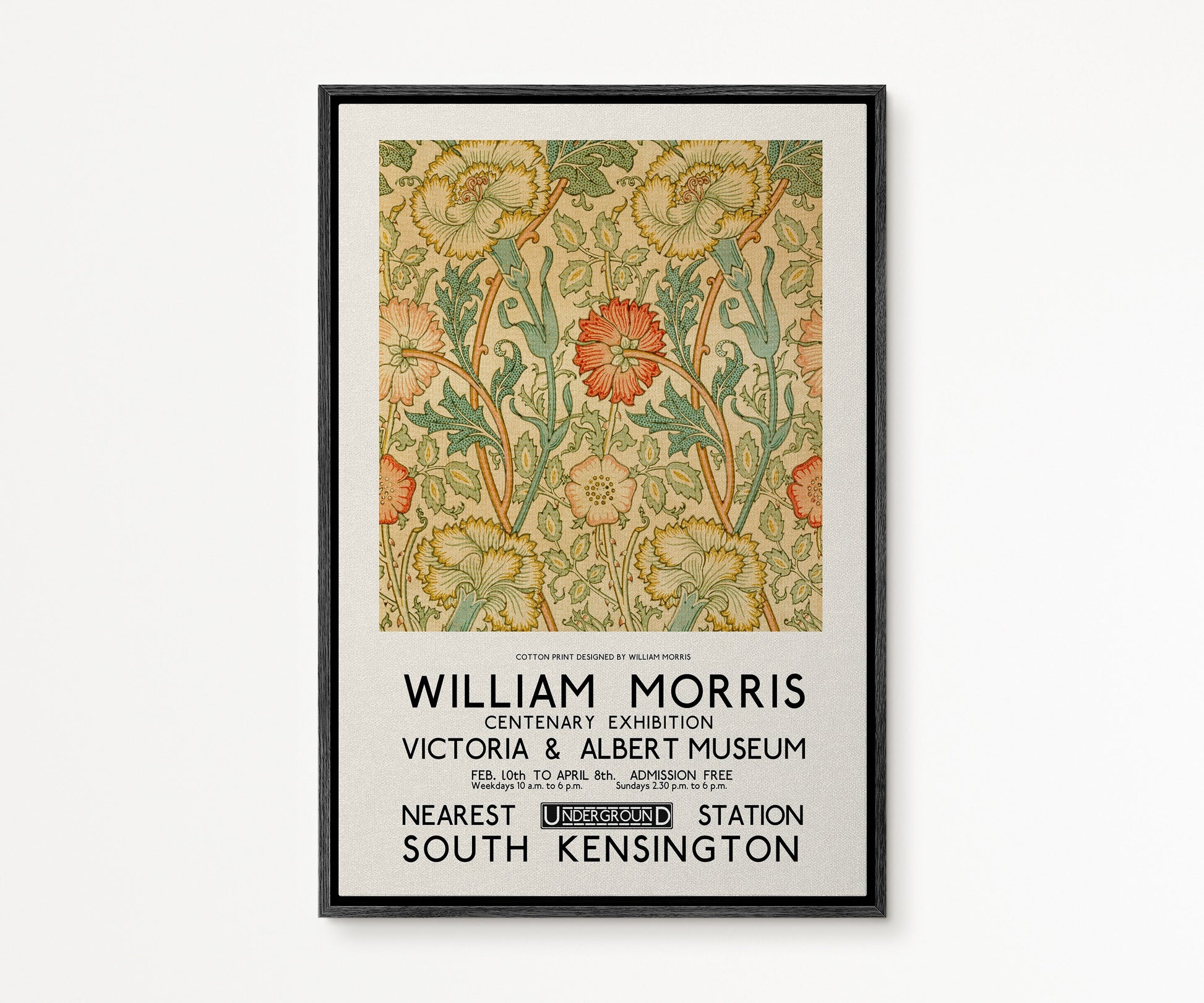 SouthandArt Modern Wall art, William Morris Framed Canvas Art print with hanging kit