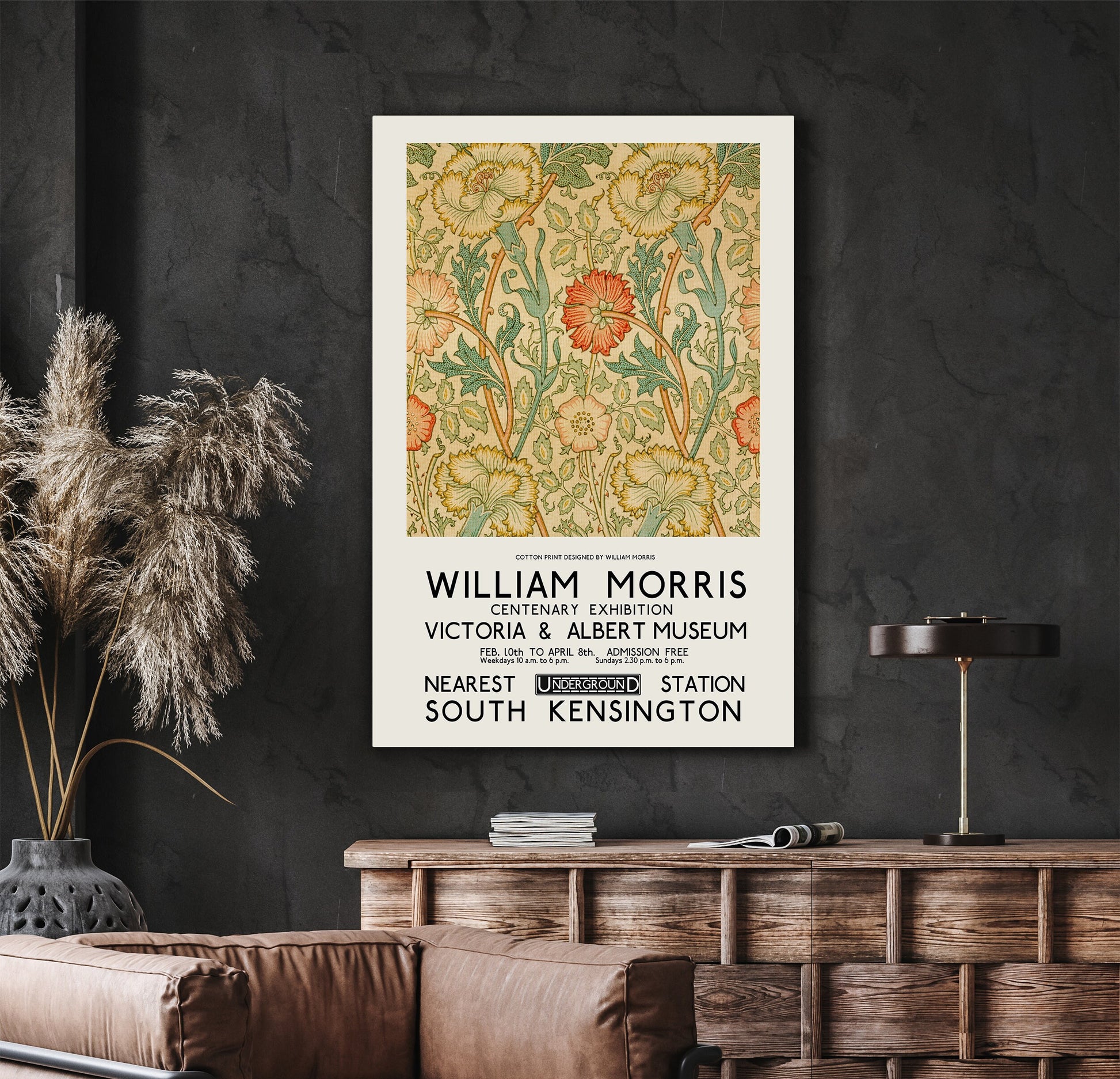 SouthandArt Modern Wall art, William Morris Framed Canvas Art print with hanging kit