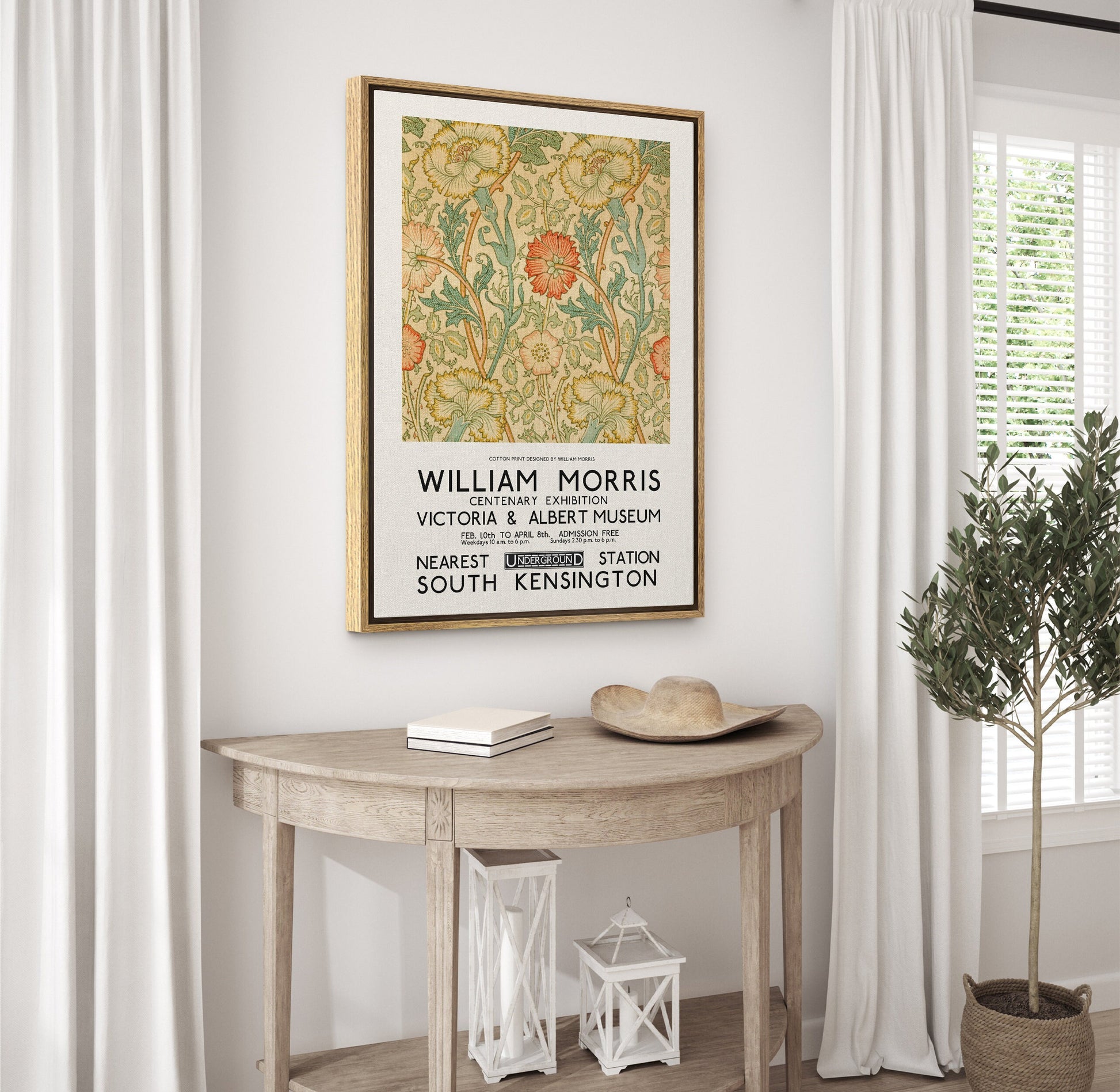 SouthandArt Modern Wall art, William Morris Framed Canvas Art print with hanging kit
