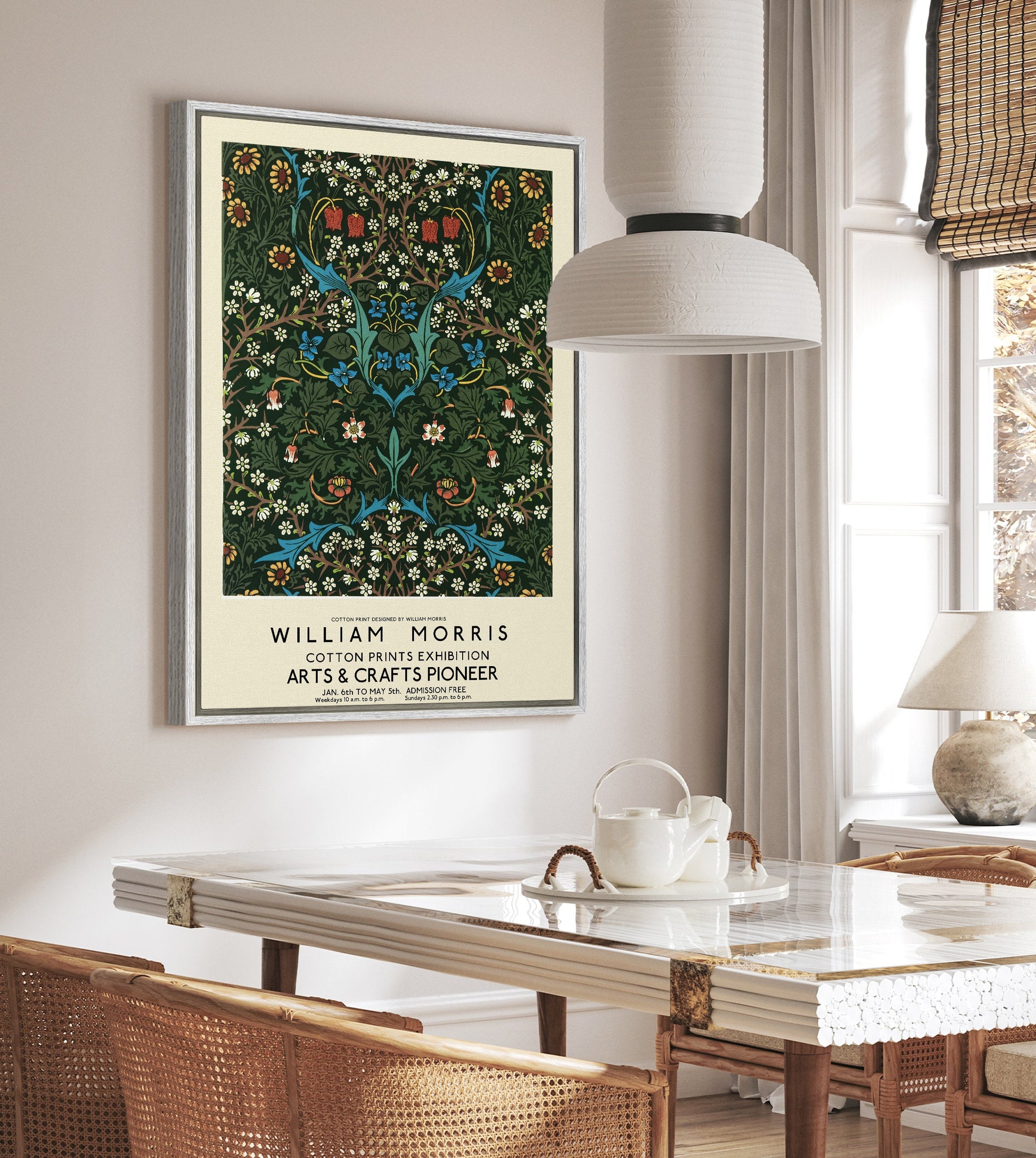 SouthandArt Modern Wall art, William Morris Framed Canvas Art print with hanging kit