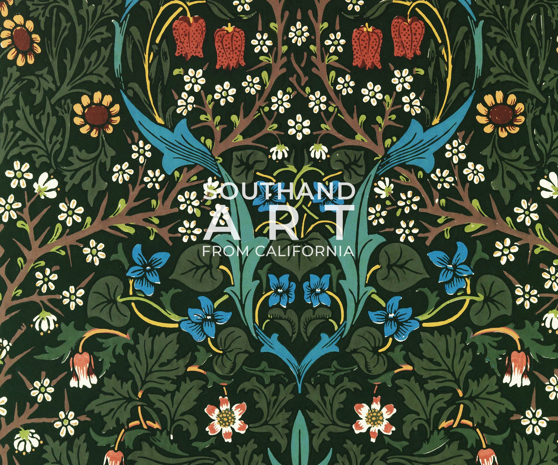 SouthandArt Modern Wall art, William Morris Framed Canvas Art print with hanging kit