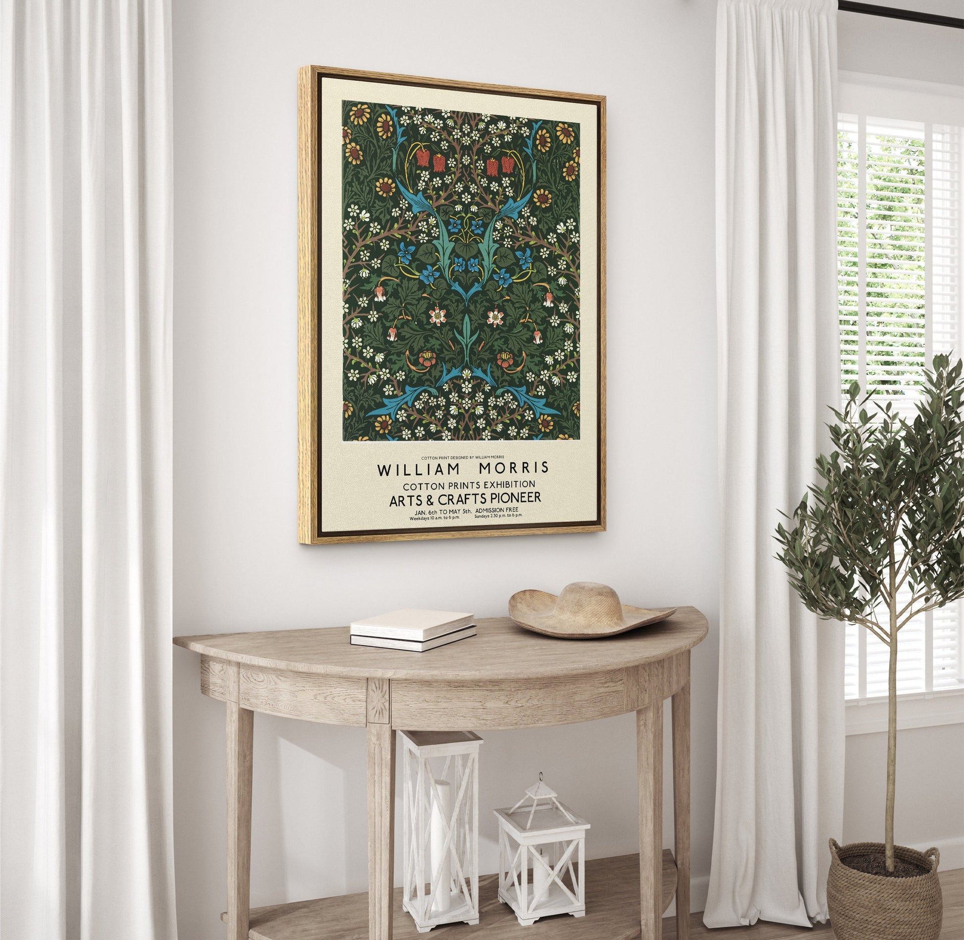 SouthandArt Modern Wall art, William Morris Framed Canvas Art print with hanging kit