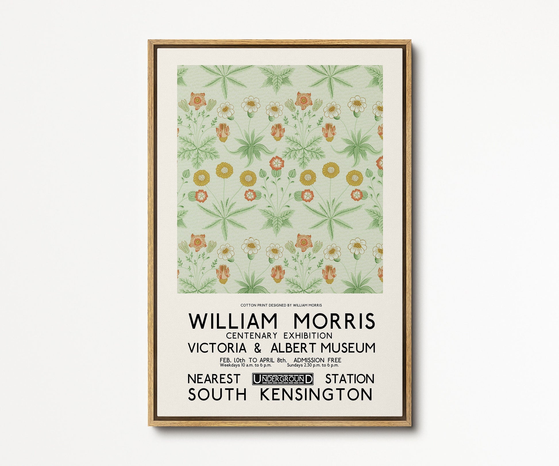 SouthandArt Modern Wall art, William Morris Framed Canvas Art print with hanging kit