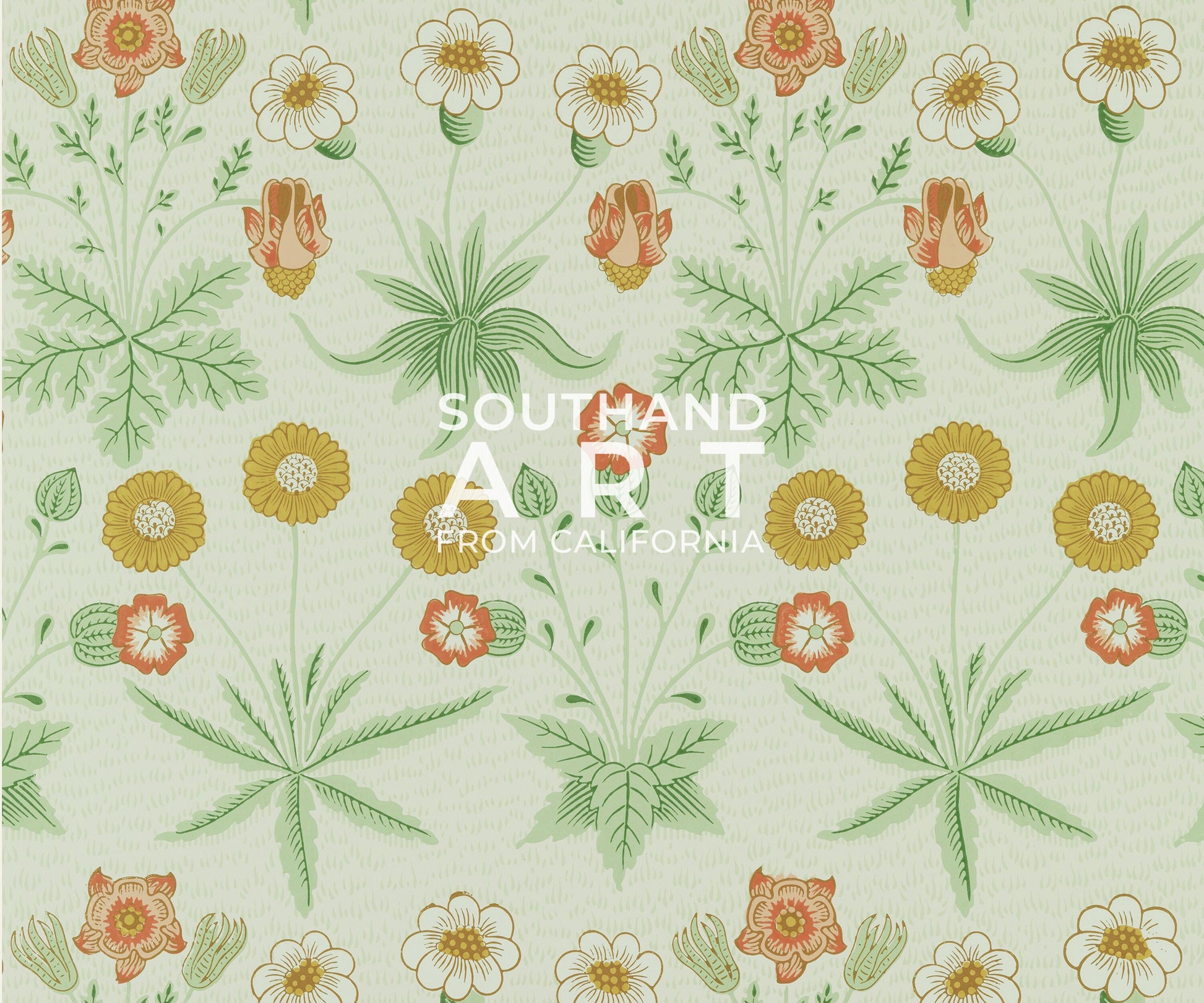 SouthandArt Modern Wall art, William Morris Framed Canvas Art print with hanging kit