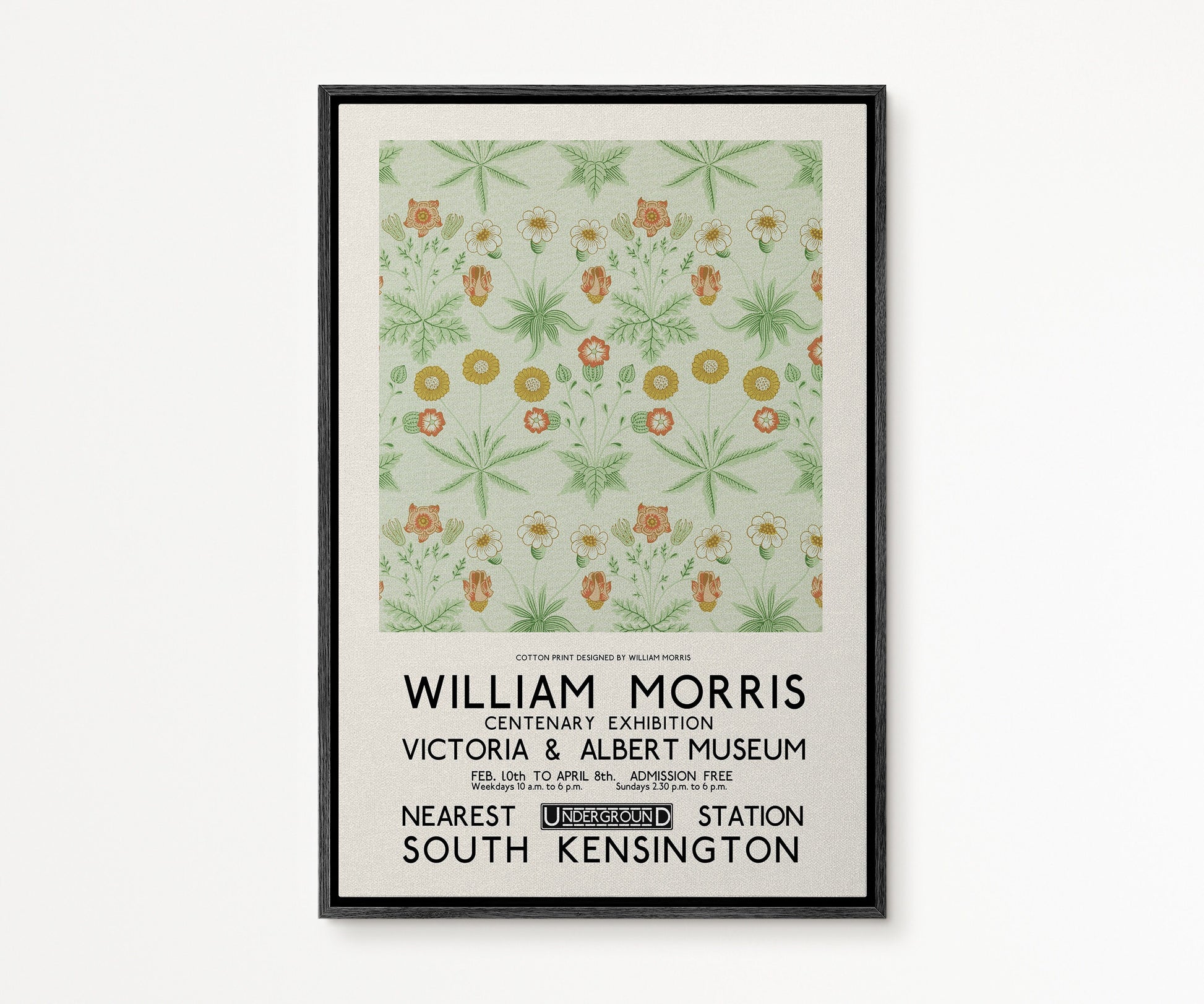SouthandArt Modern Wall art, William Morris Framed Canvas Art print with hanging kit