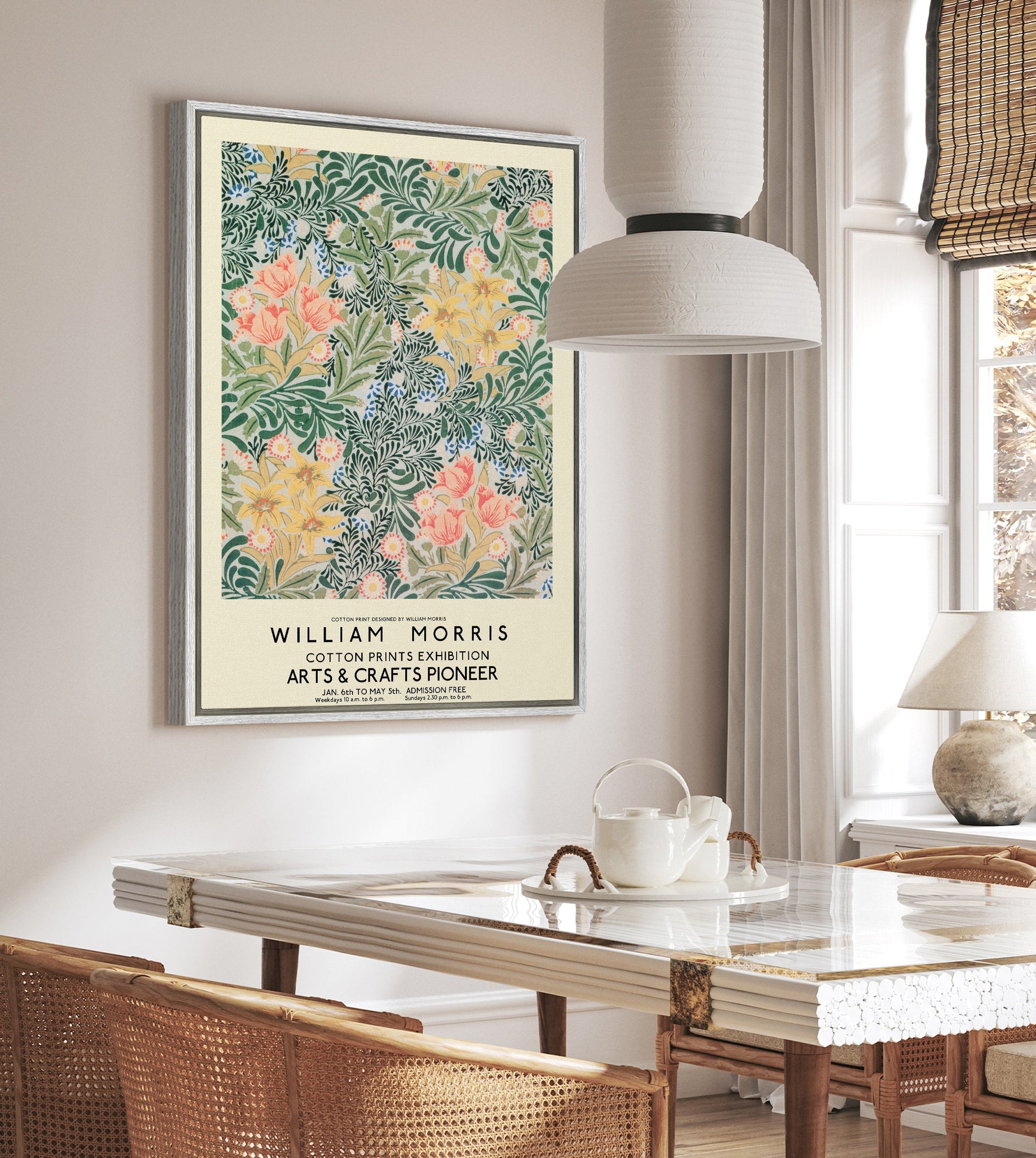SouthandArt Modern Wall art, William Morris Framed Canvas Art print with hanging kit