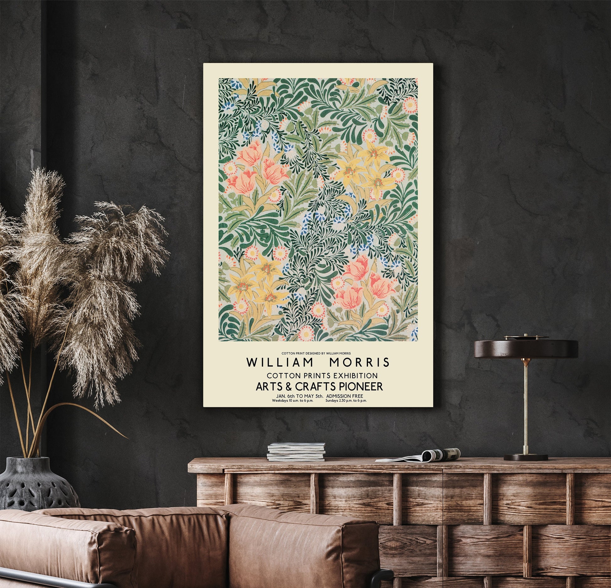 SouthandArt Modern Wall art, William Morris Framed Canvas Art print with hanging kit
