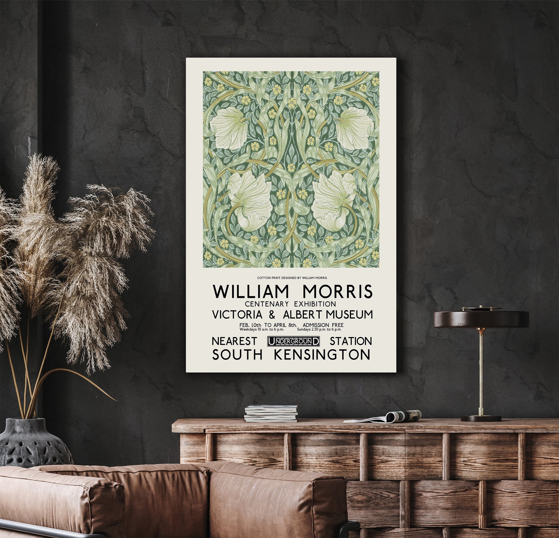 SouthandArt Modern Wall art, William Morris Framed Canvas Art print with hanging kit