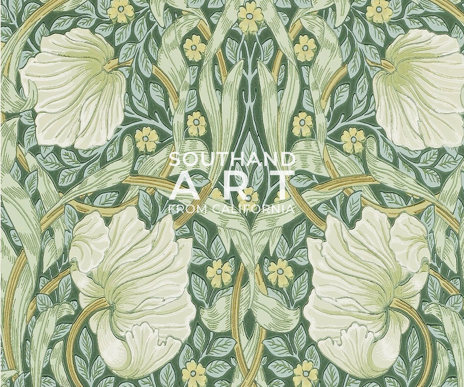 SouthandArt Modern Wall art, William Morris Framed Canvas Art print with hanging kit