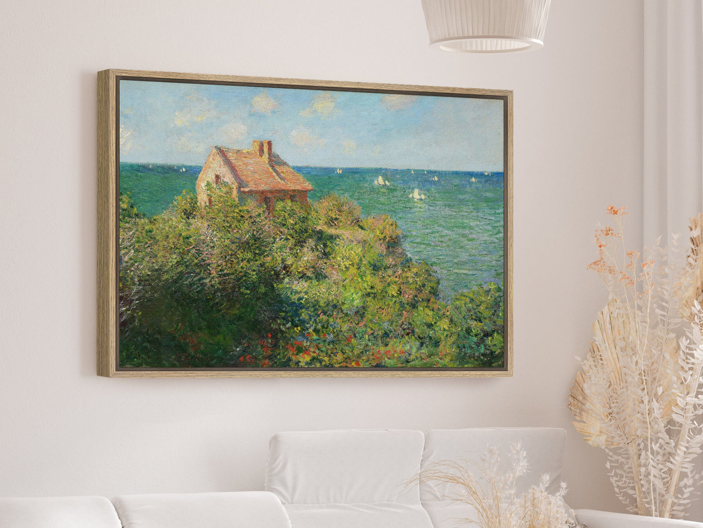 EasySuger Claude Monet Wall Art | The Fisherman's House at Varengeville (1882) | Framed Canvas Wall Art with hanging kit