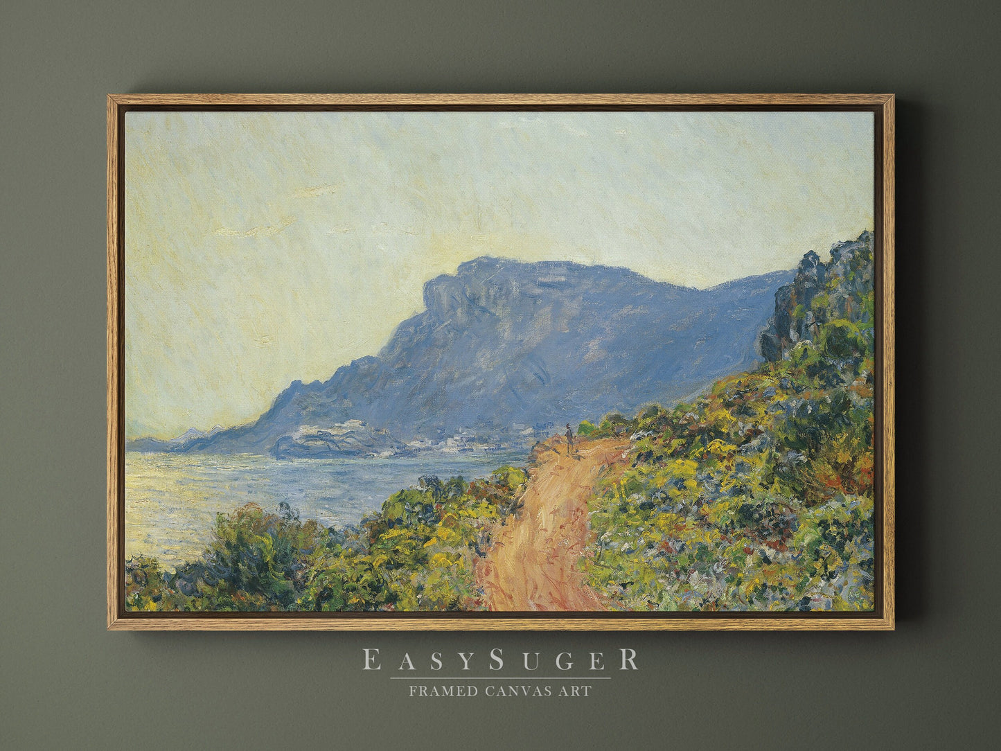 EasySuger Claude Monet Wall Art | La Corniche near Monaco 1884 | Framed Canvas Wall Art with hanging kit