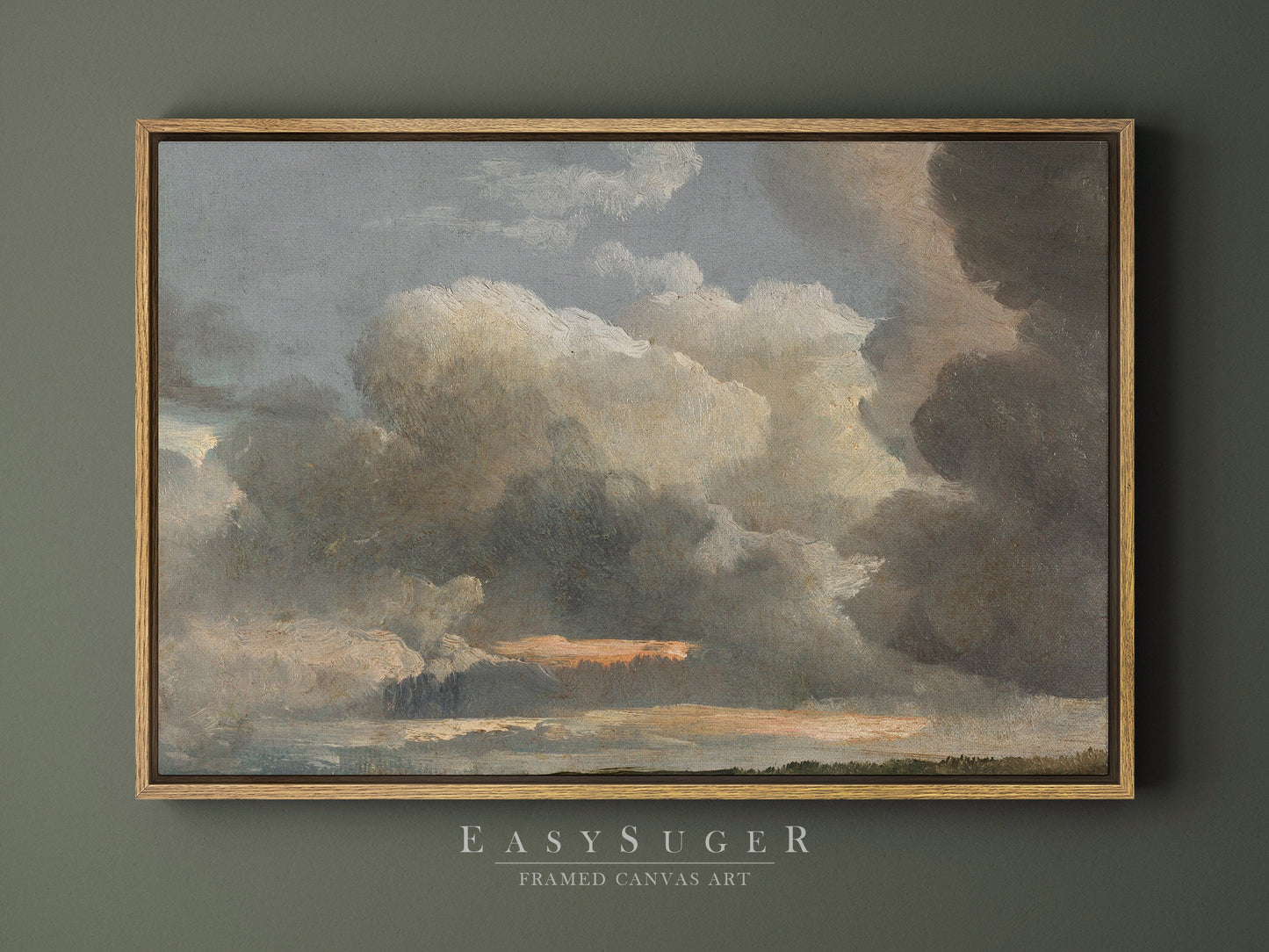 EasySuger Cloud Study Canvas Print, Oil Painting Nature Framed Large Gallery Art, Minimalist Art with hanging kit | CL94