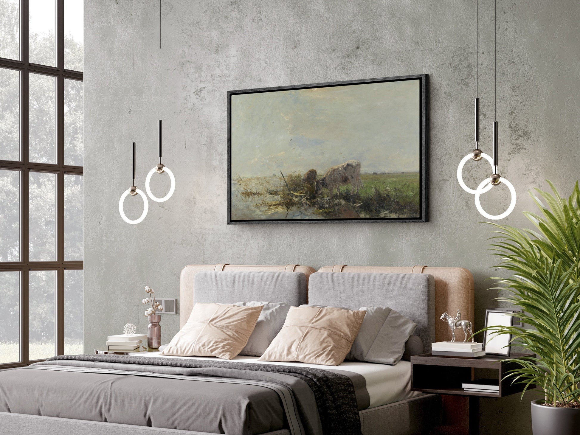 Cows grazing Framed Canvas Print | Large Framed Canvas Print with hanging kit