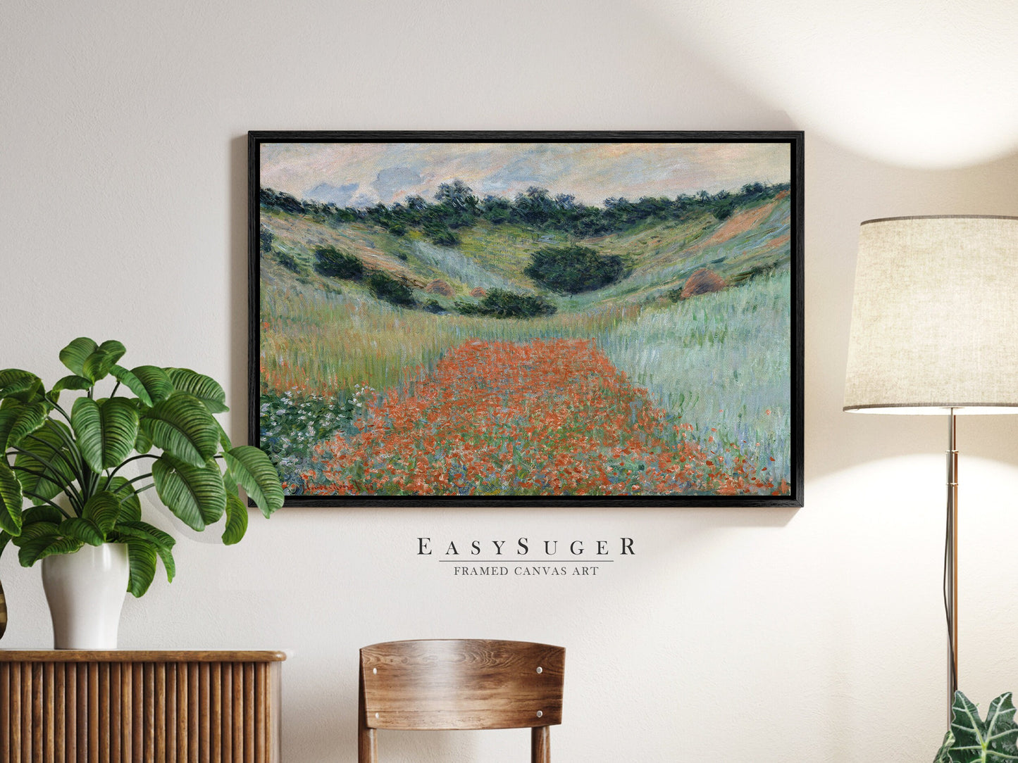 EasySuger Claude Monet Framed Print | Framed Canvas Wall Art with hanging kit