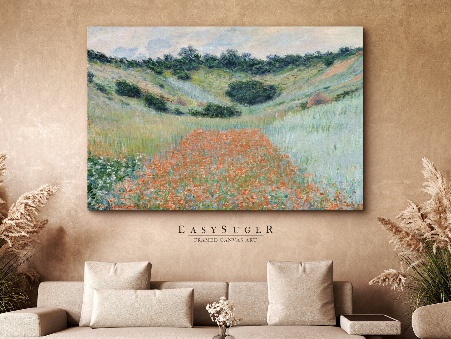 EasySuger Claude Monet Framed Print | Framed Canvas Wall Art with hanging kit
