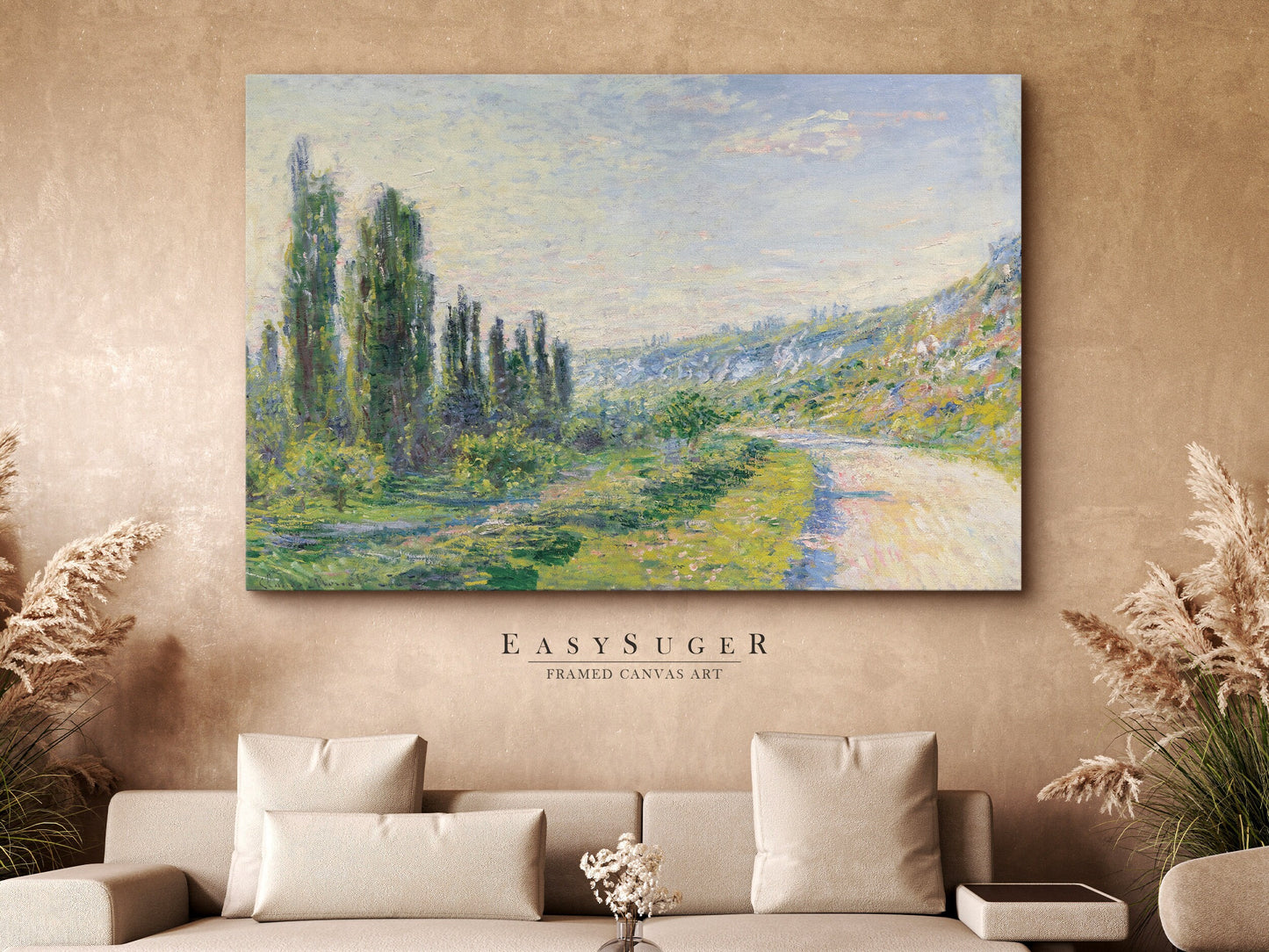 EasySuger Claude Monet Framed Print | Framed Canvas Wall Art with hanging kit