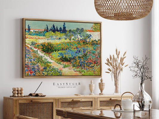 Vincent Van Gogh | Garden in Arles Canvas Art Print Wall Art | Framed Canvas Wall Art for living room and bedroom | GA2