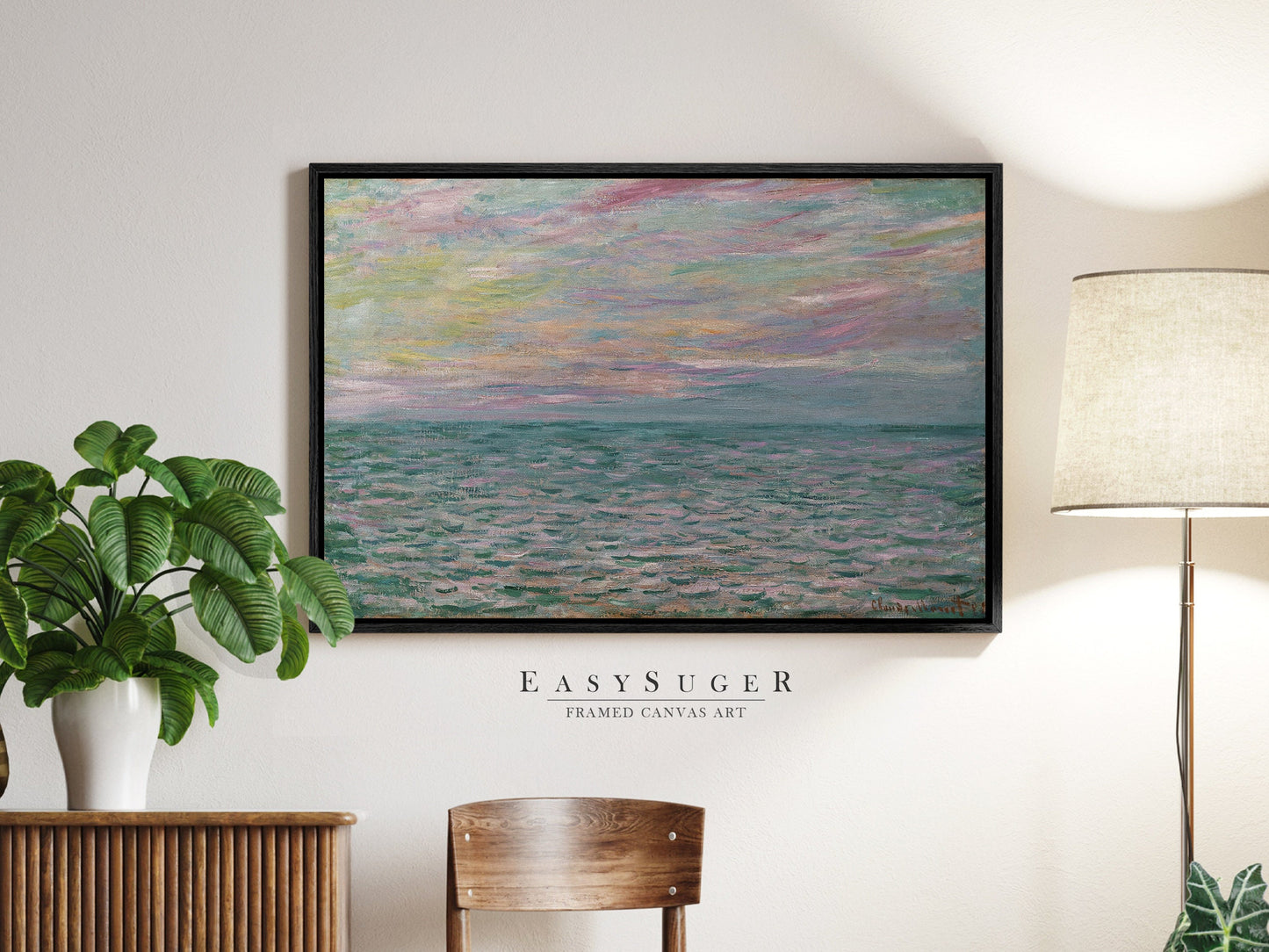 EasySuger Claude Monet Framed Print | Framed Canvas Wall Art with hanging kit | MH12