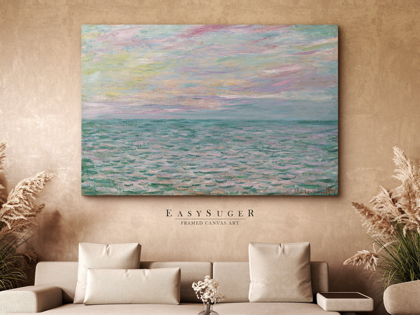 EasySuger Claude Monet Framed Print | Framed Canvas Wall Art with hanging kit | MH12