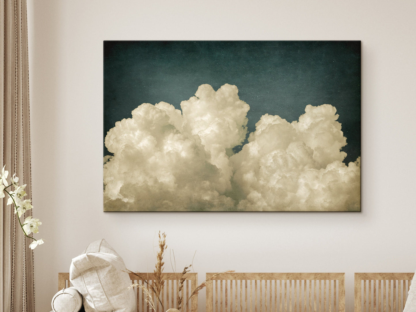 SouthandArt Abstract Clouds Wall art, Framed Canvas Art print with hanging kit