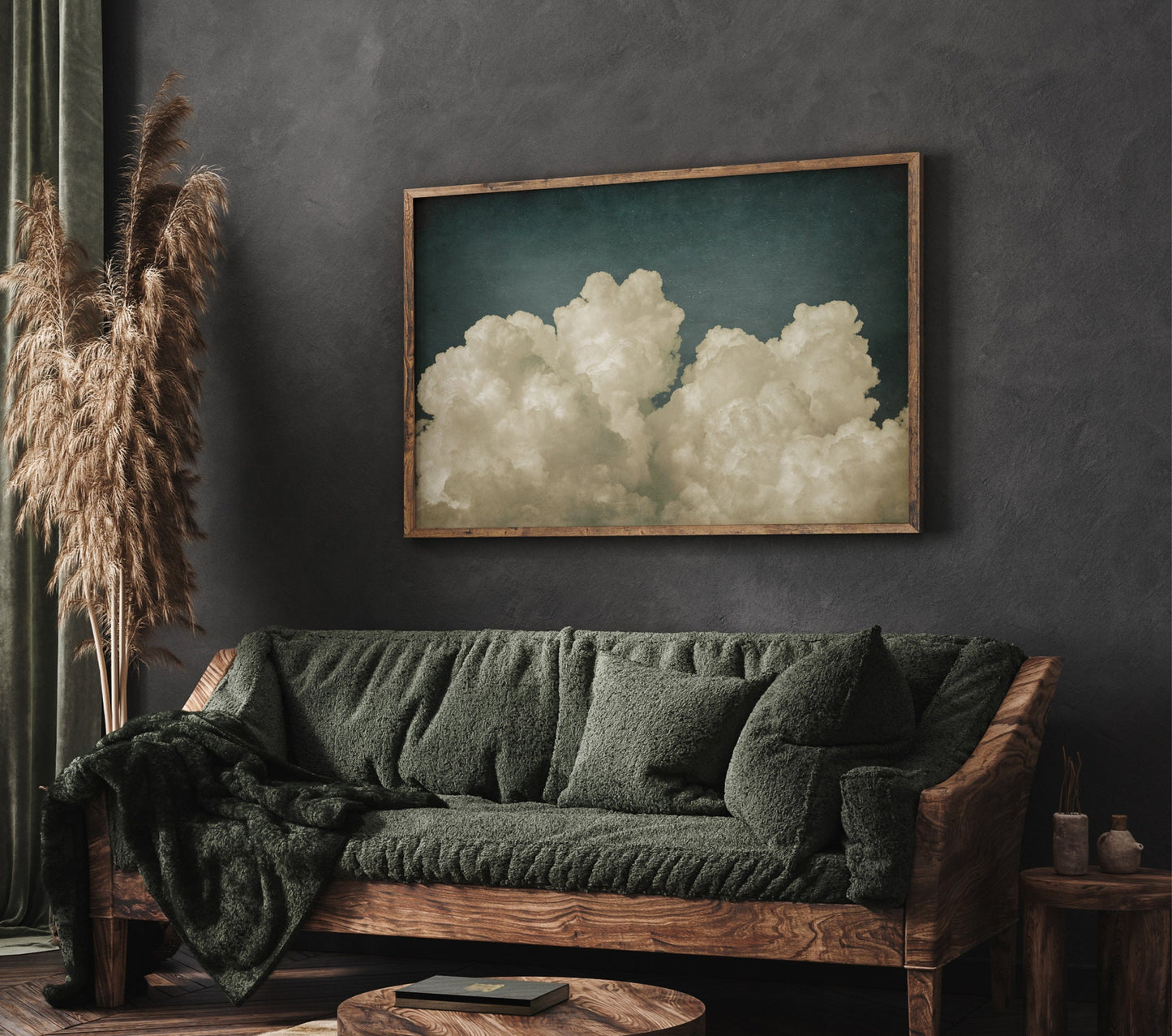 SouthandArt Abstract Clouds Wall art, Framed Canvas Art print with hanging kit
