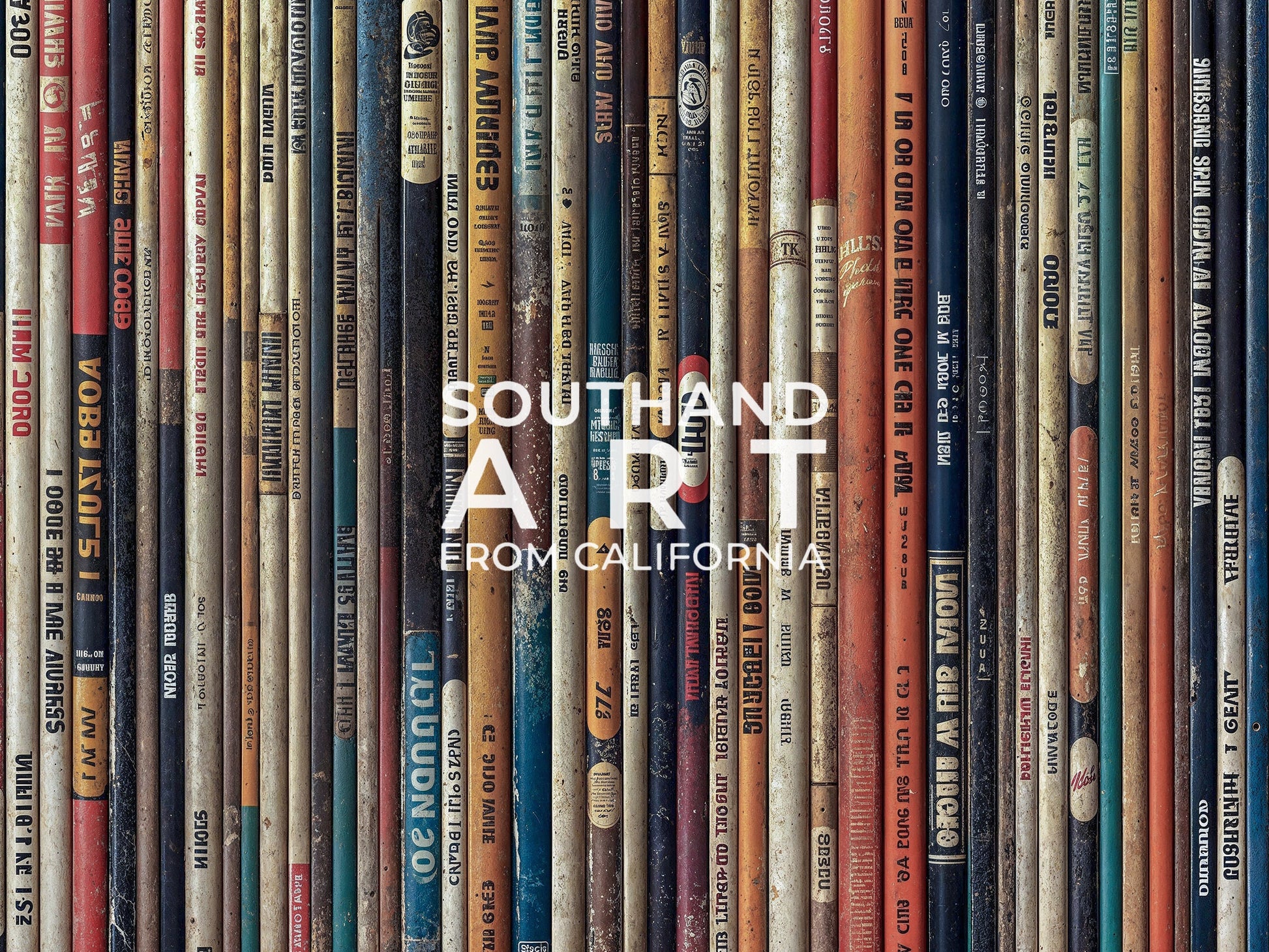 SouthandArt Retro Books Spines Wall art | Vintage Framed Canvas Art Print