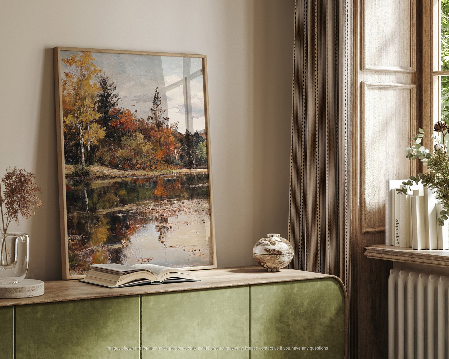 EasySuger Vintage Landscape Wall Art Print, Nature Framed Large Gallery Art, Minimalist Art with hanging kit | GW23