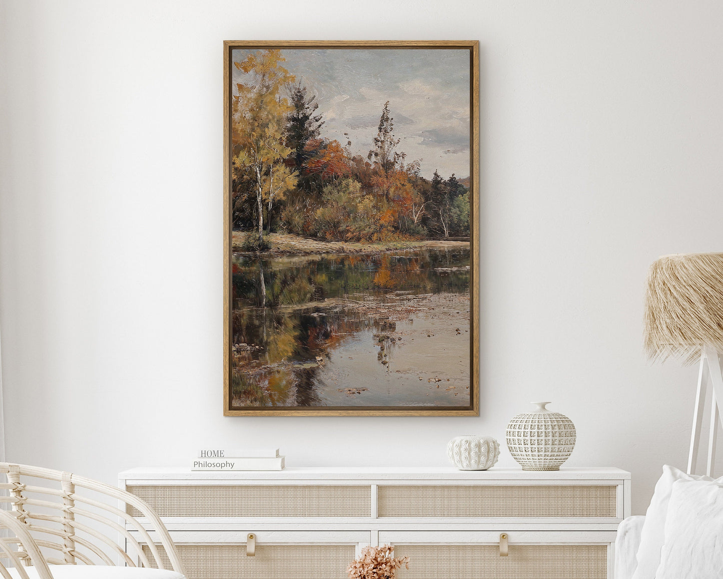EasySuger Vintage Landscape Wall Art Print, Nature Framed Large Gallery Art, Minimalist Art with hanging kit | GW23