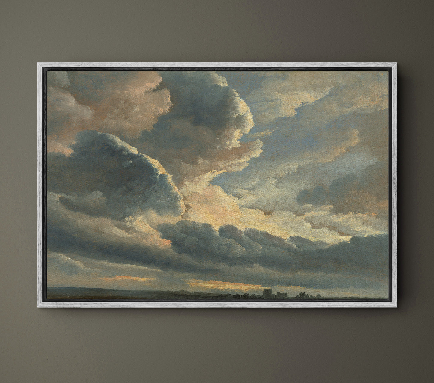 EasySuger Oil Painting Landscape Wall Art, Cloud Study Nature Framed Large Gallery Art, Minimalist Art Ready to Hang (with hanging kit)