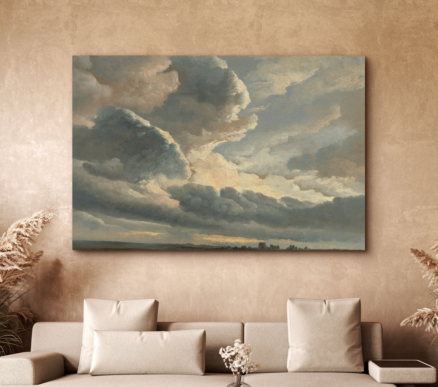 EasySuger Oil Painting Landscape Wall Art, Cloud Study Nature Framed Large Gallery Art, Minimalist Art Ready to Hang (with hanging kit)