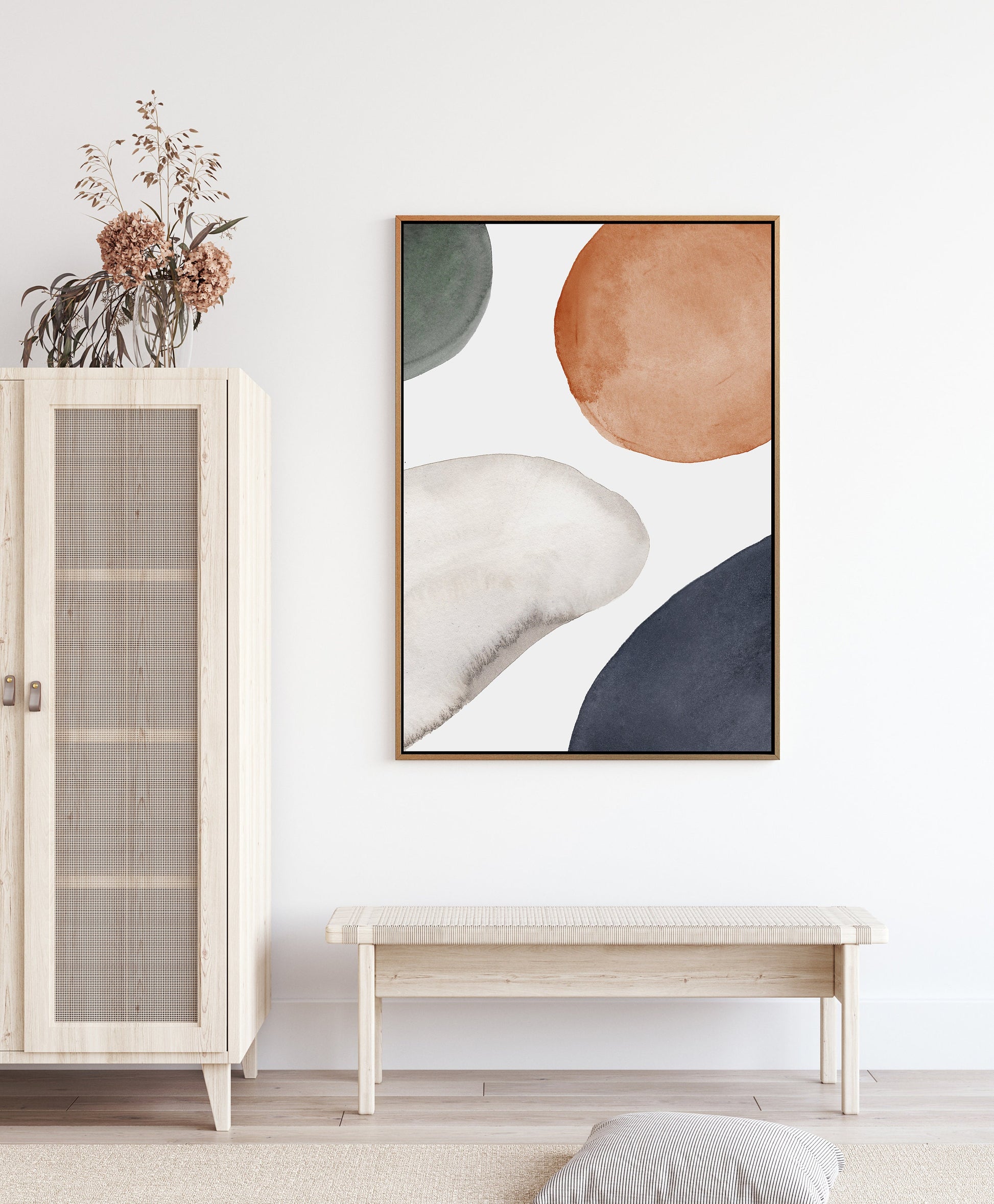 EasySuger Watercolor Painting Wall Art, Large Gallery Abstract Shapes Wall Art Framed, Mid Century Wall art, Watercolor Art Prints