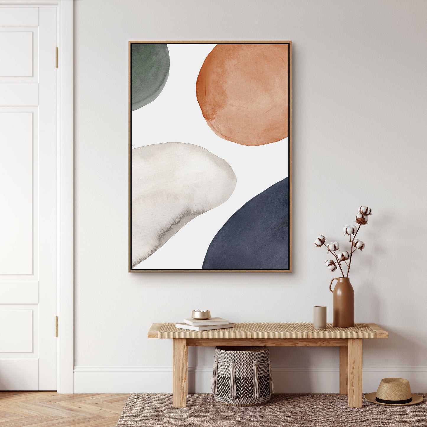 EasySuger Watercolor Painting Wall Art, Large Gallery Abstract Shapes Wall Art Framed, Mid Century Wall art, Watercolor Art Prints