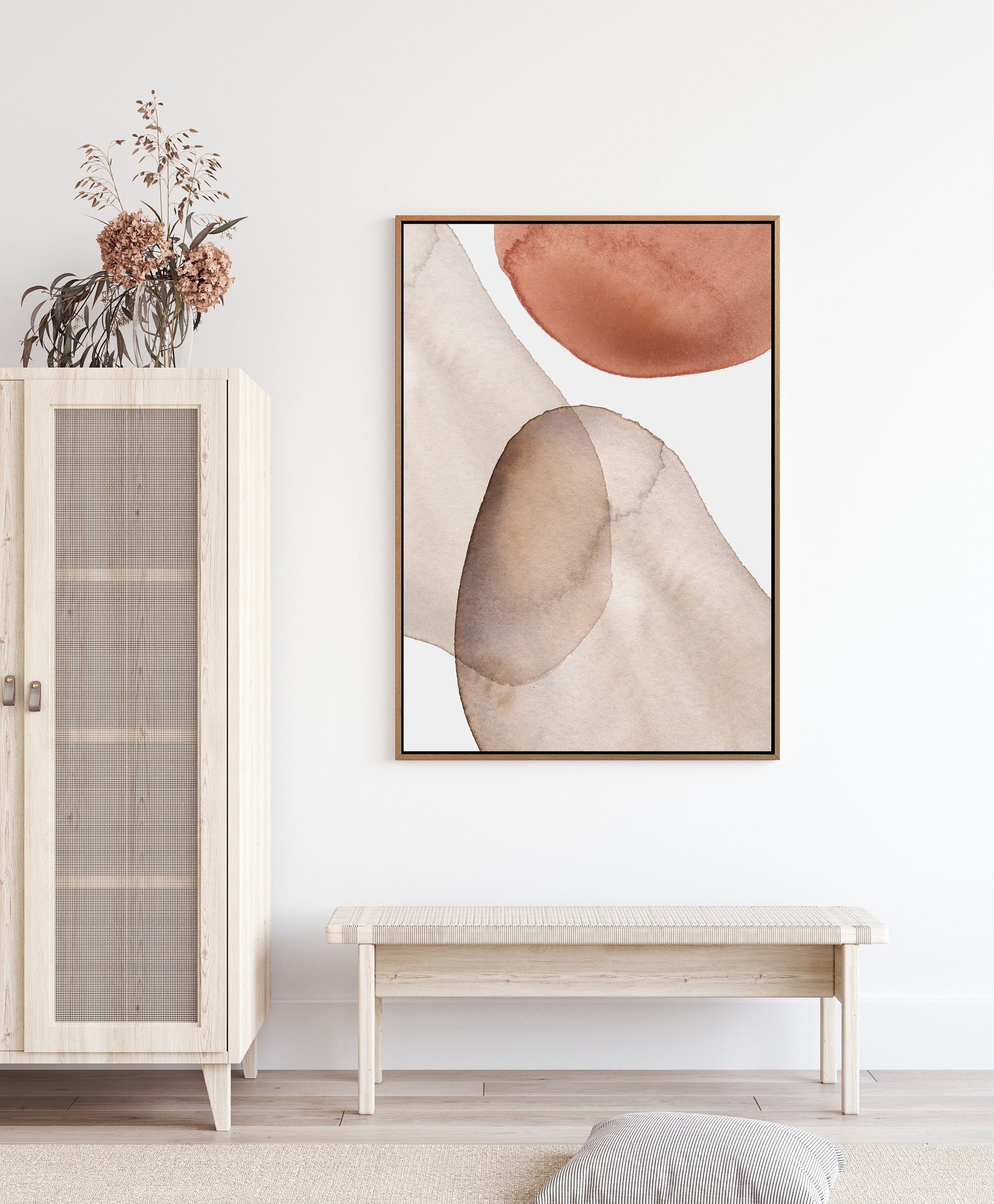 Watercolor Painting Wall Art, Large Gallery Abstract Shapes Wall Art Framed, Mid Century Wall art, Watercolor Art Prints with hanging kit