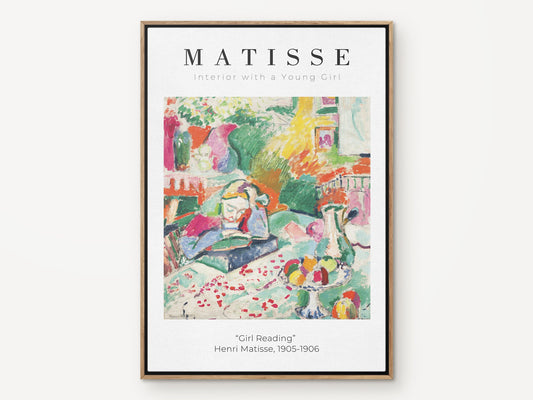 Henri Matisse Girl Reading, Matisse canvas wall art, Modern framed wall art for bedroom, living room and dining room (with hanging kit)