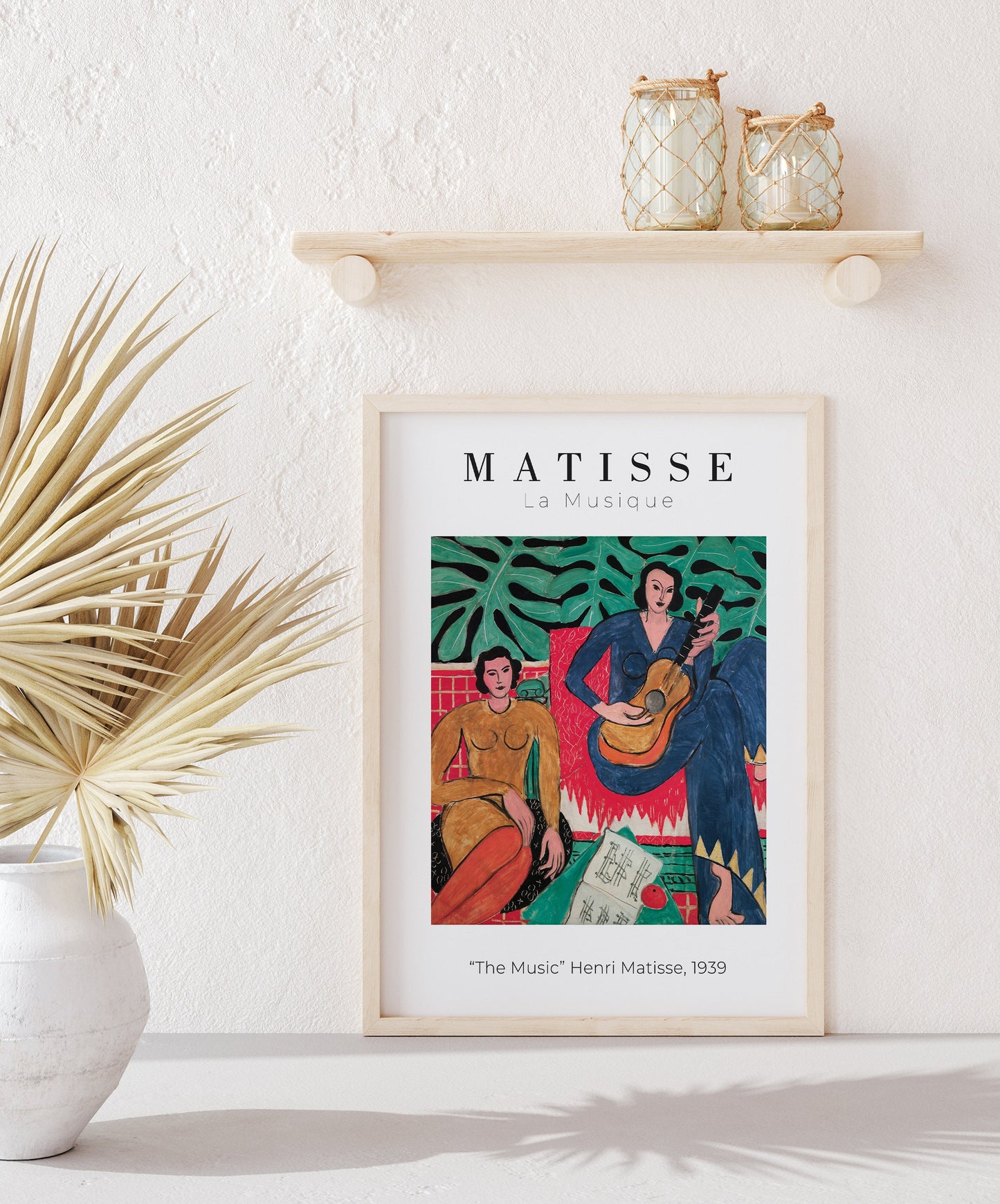 EasySuger Matisse Wall art, The Music, Framed canvas wall art, Modern art for bedroom, living room and dining room (with hanging kit)