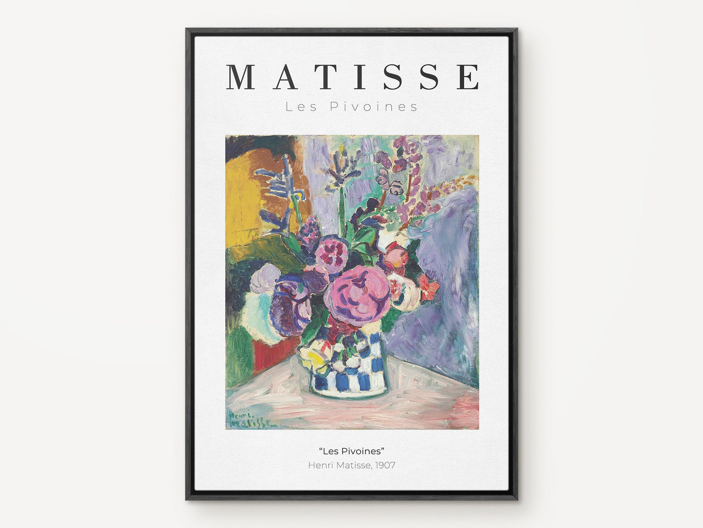 Henri Matisse Wall art, Matisse Les Pivoines, Framed canvas wall art, Modern art for bedroom, living room and dining room (with hanging kit)